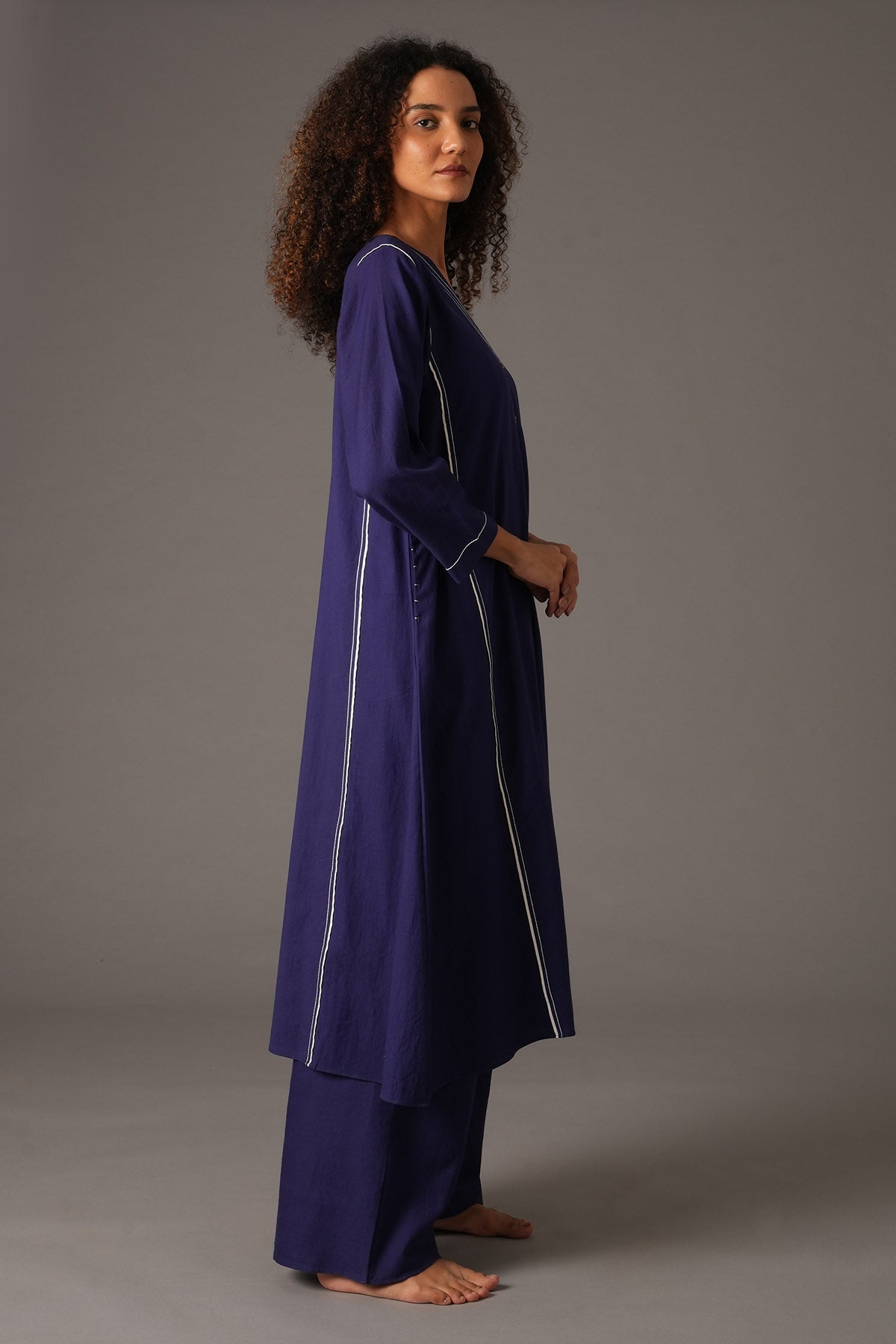 Handwoven Cotton Blue Kurta Set