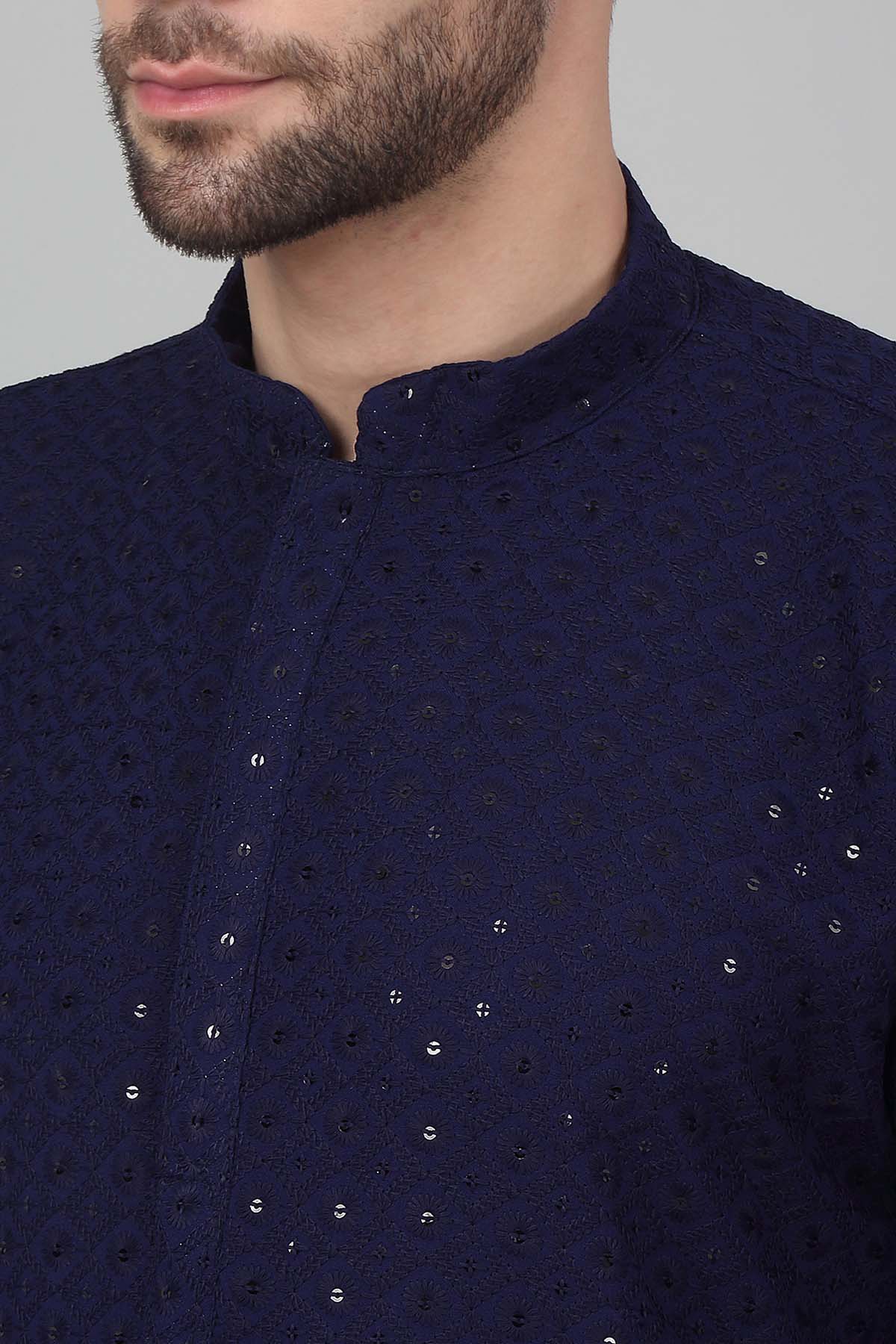 Embroidered Blue Kurta & Pants