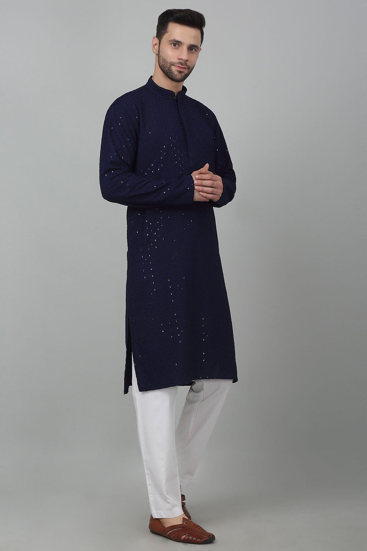 Embroidered Blue Kurta & Pants