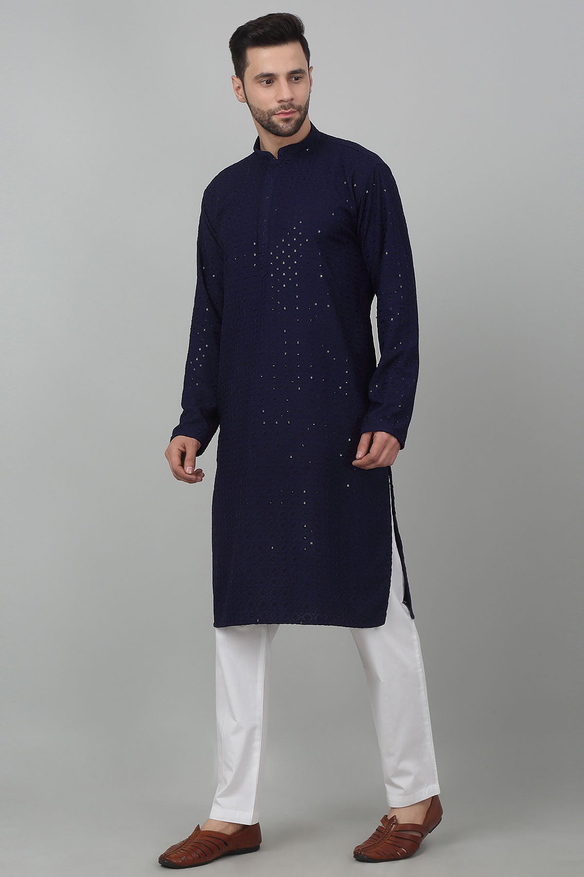 Embroidered Blue Kurta & Pants