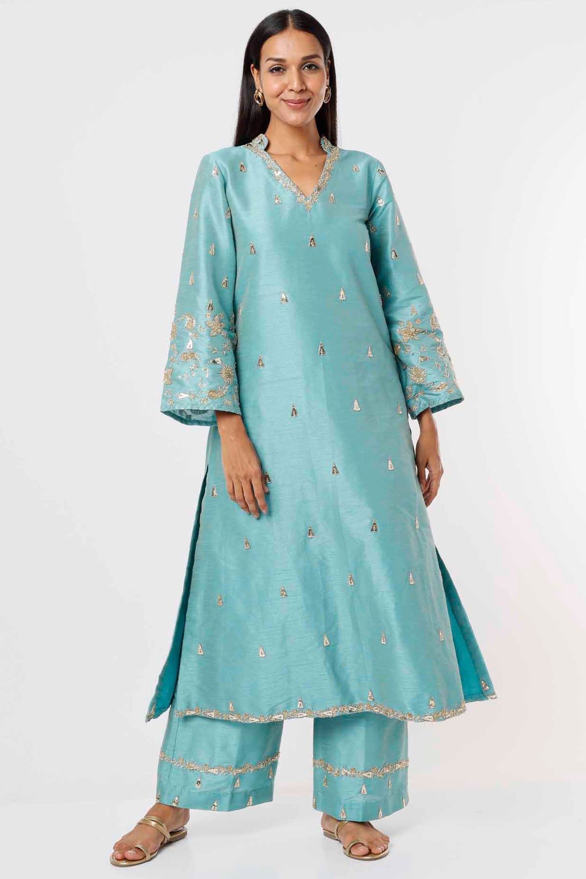Sky Blue Embroidered Kurta Set