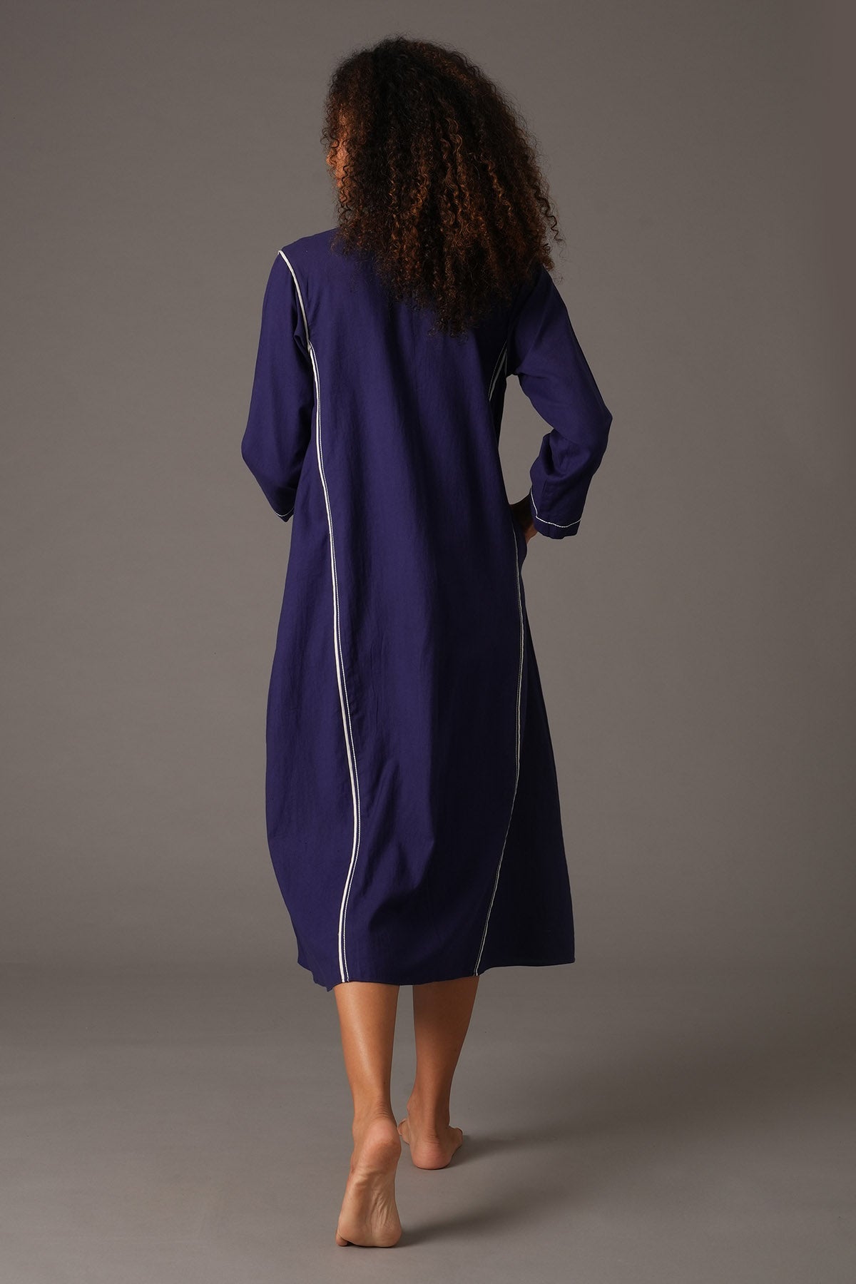 Blue Embroidered Midi Dress