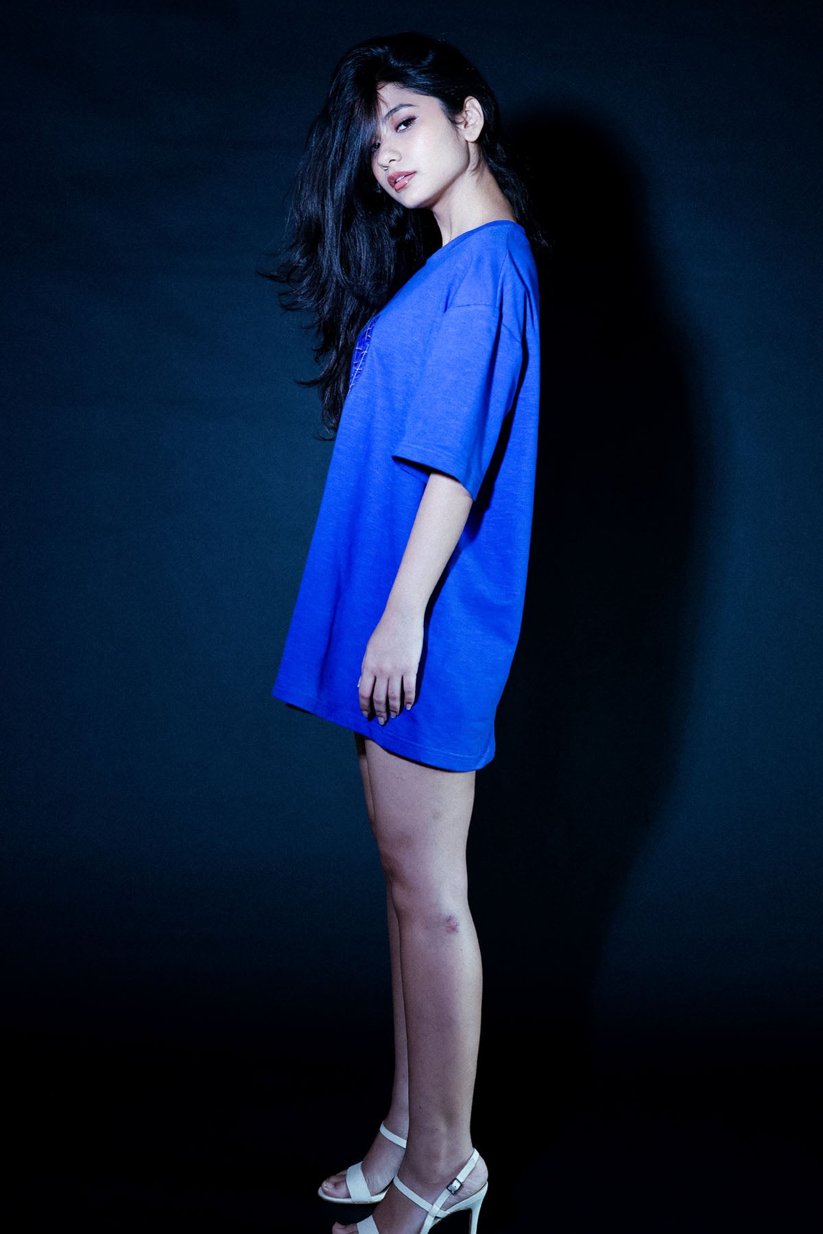 Blue Embroidered Moon T-Shirt