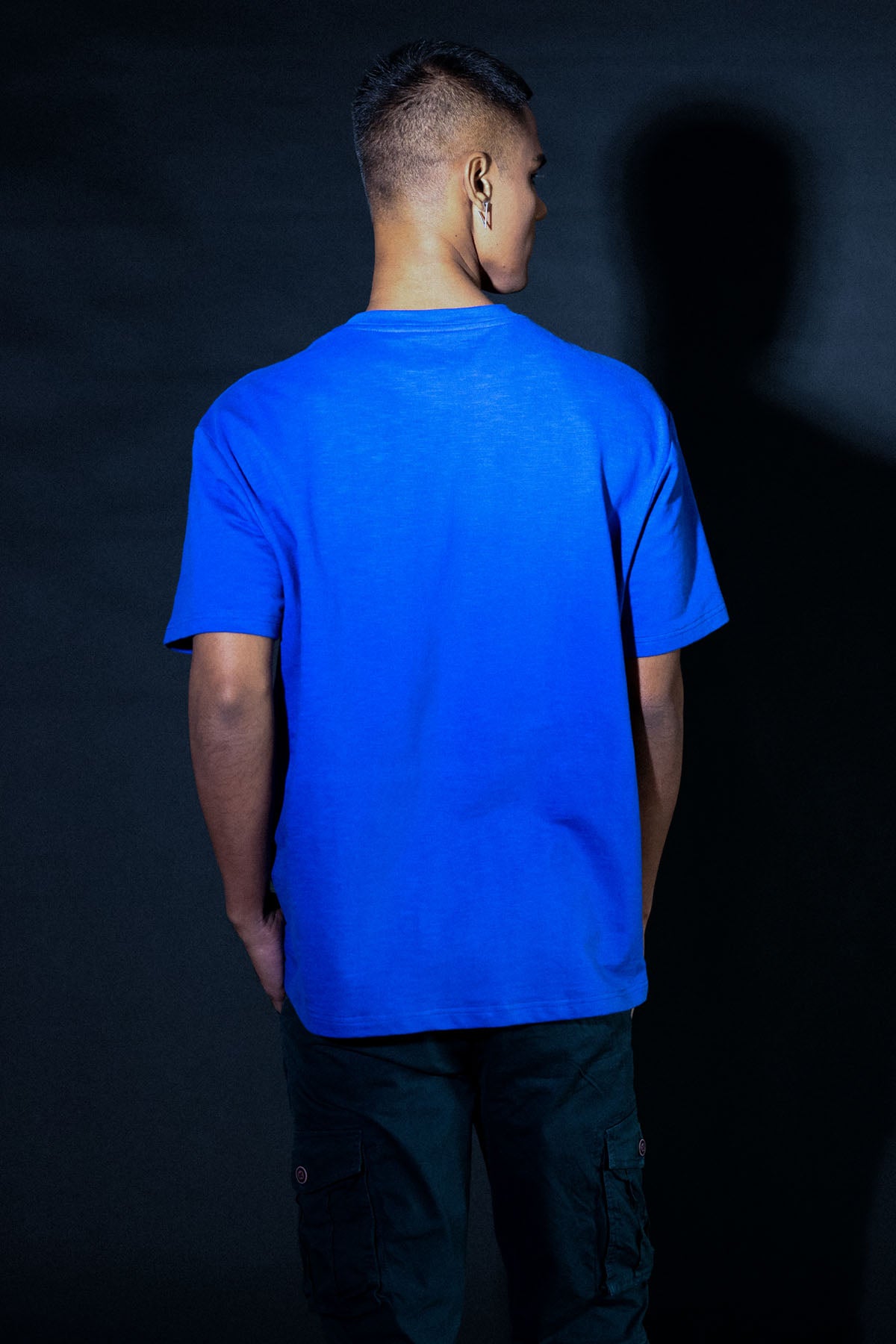 Blue Embroidered Motif T-Shirt
