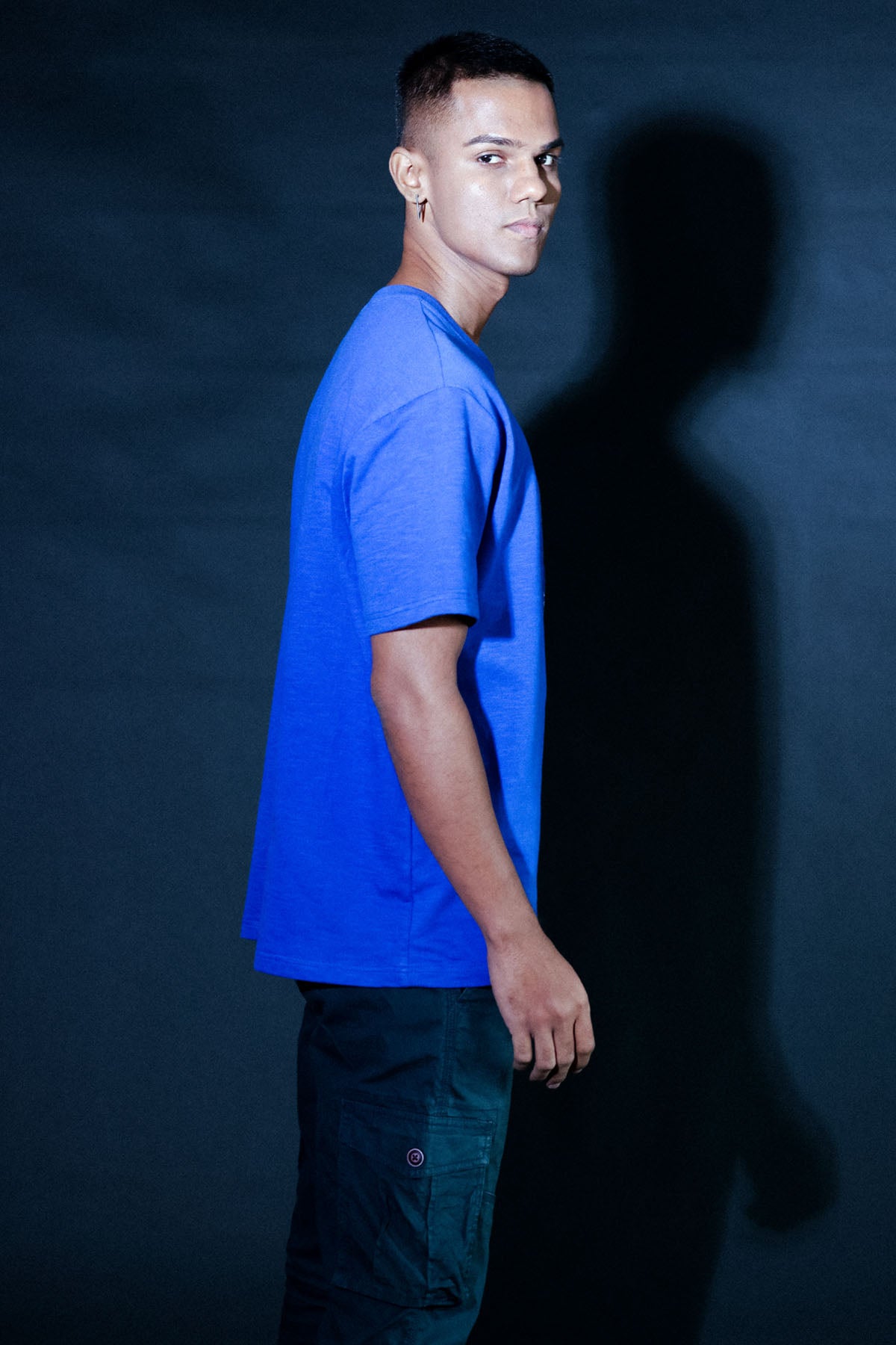 Blue Embroidered Motif T-Shirt