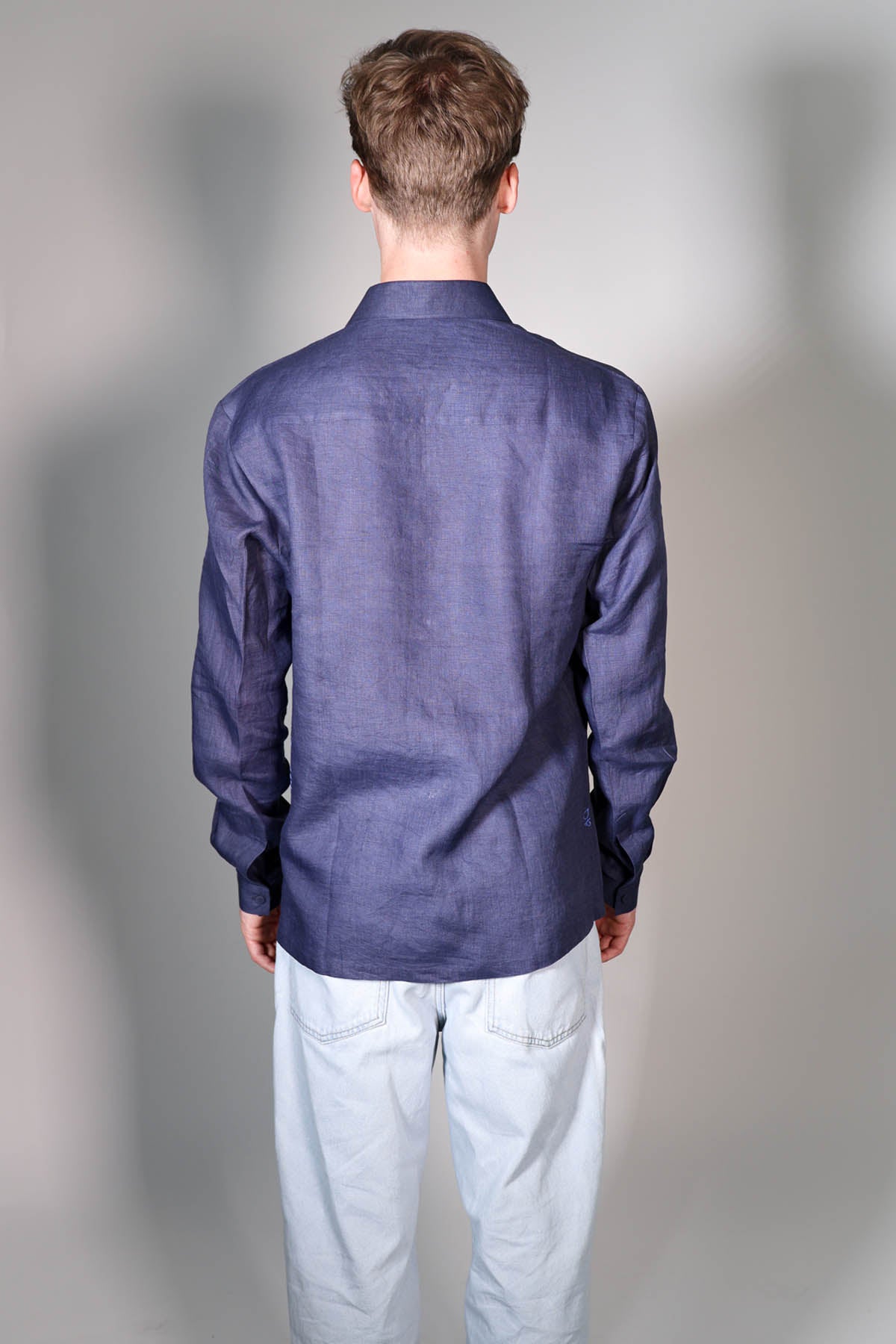 Blue Embroidered Relaxed Shirt