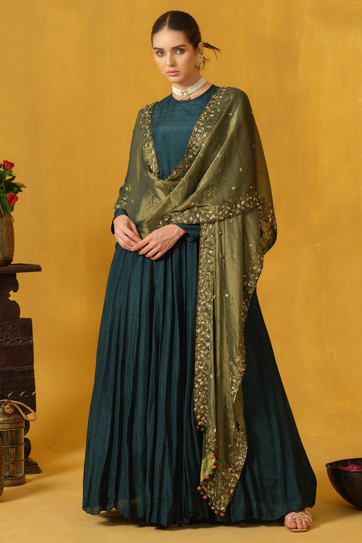 Blue Embroidered Sequins Dress