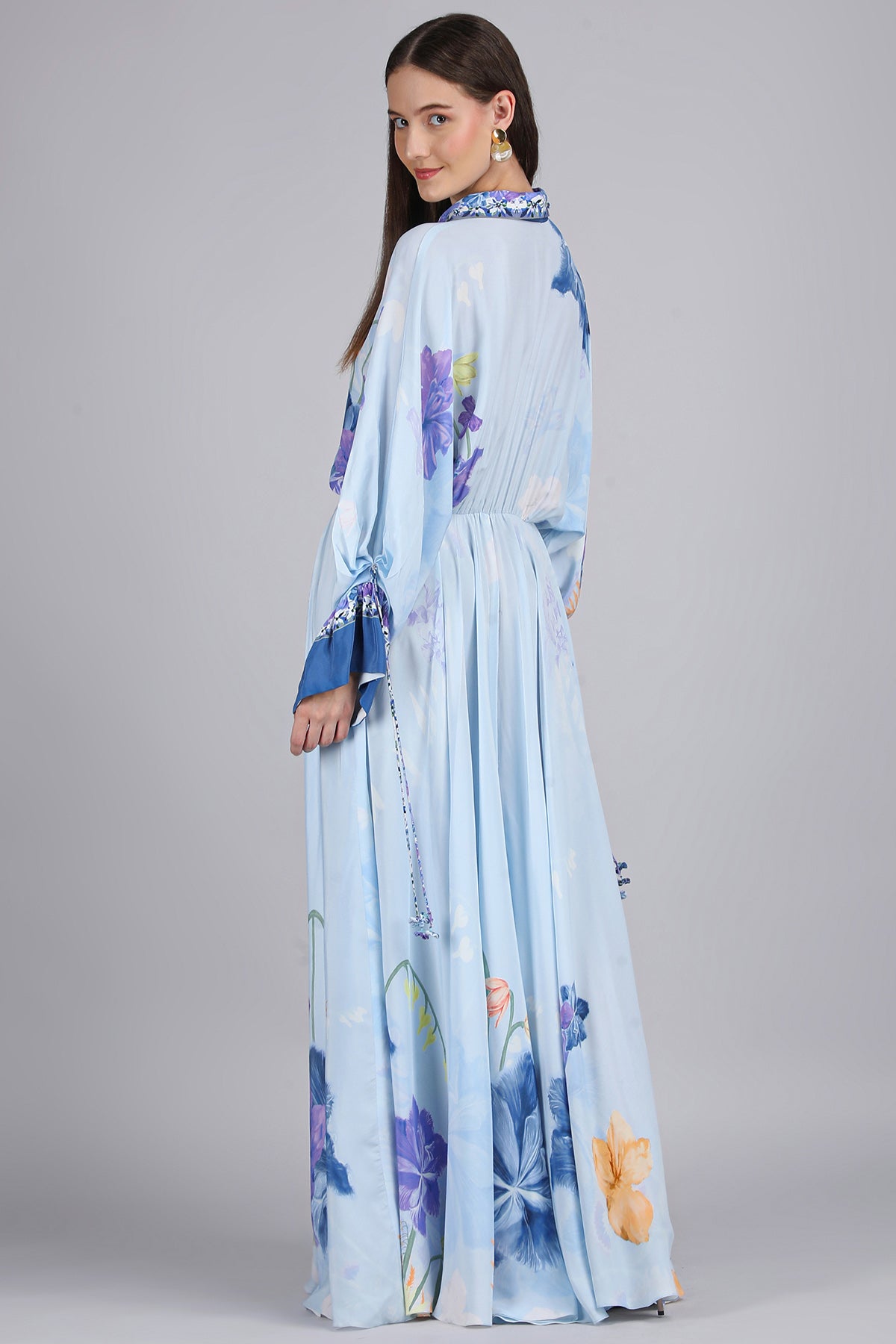 Blue Embroidered & Tassel Dress