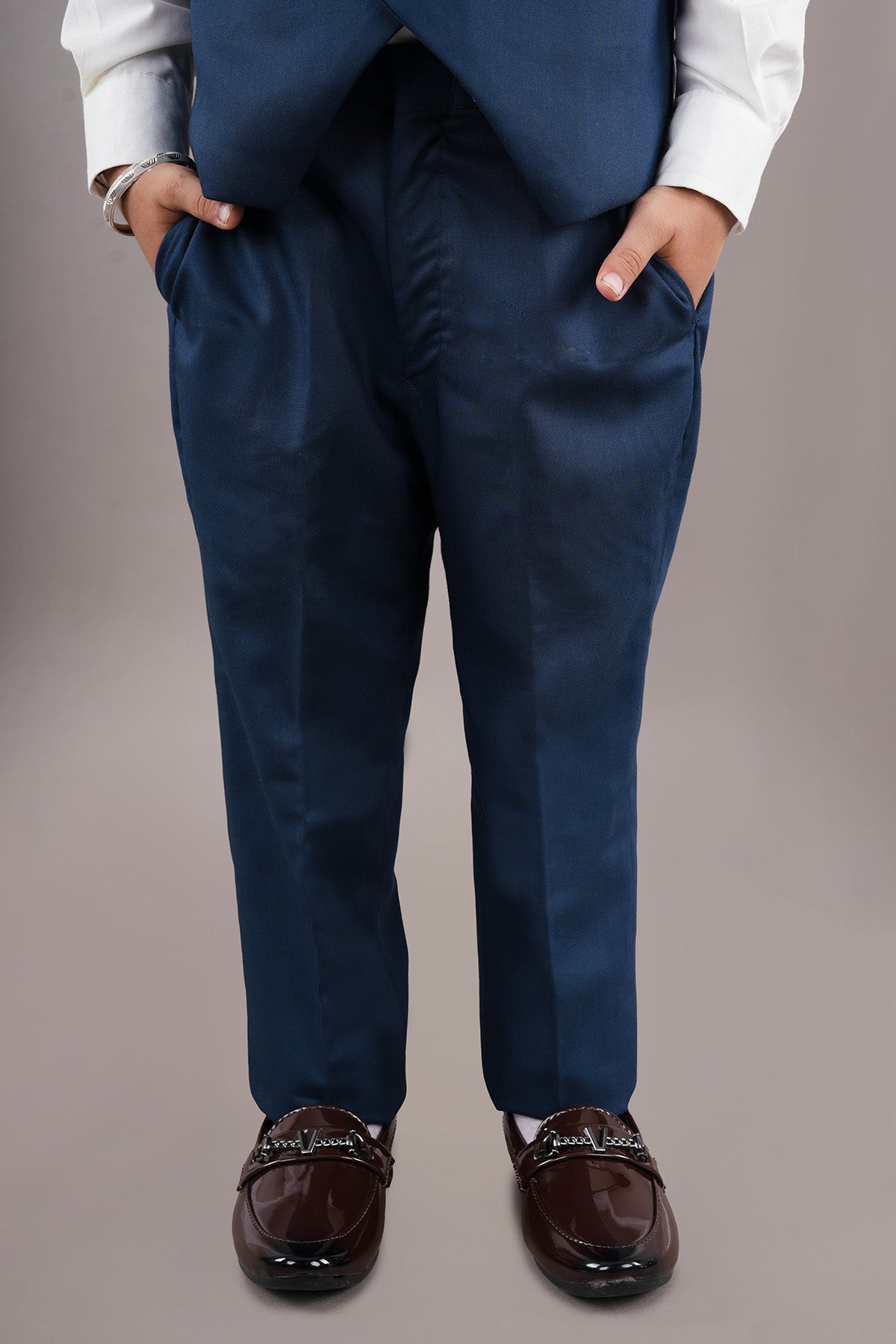 Blue Embroidered Waist Coat Set