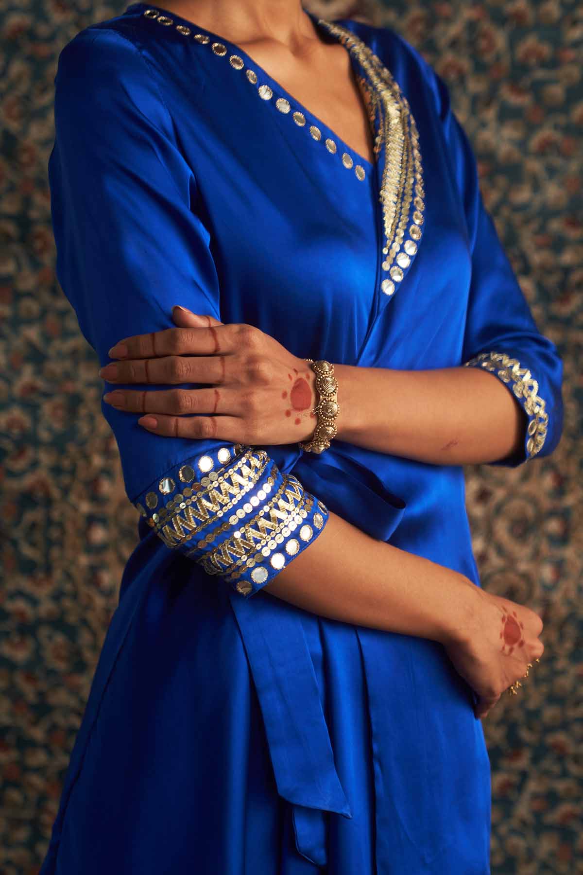 Blue Embroidered Wrap Kurta Set