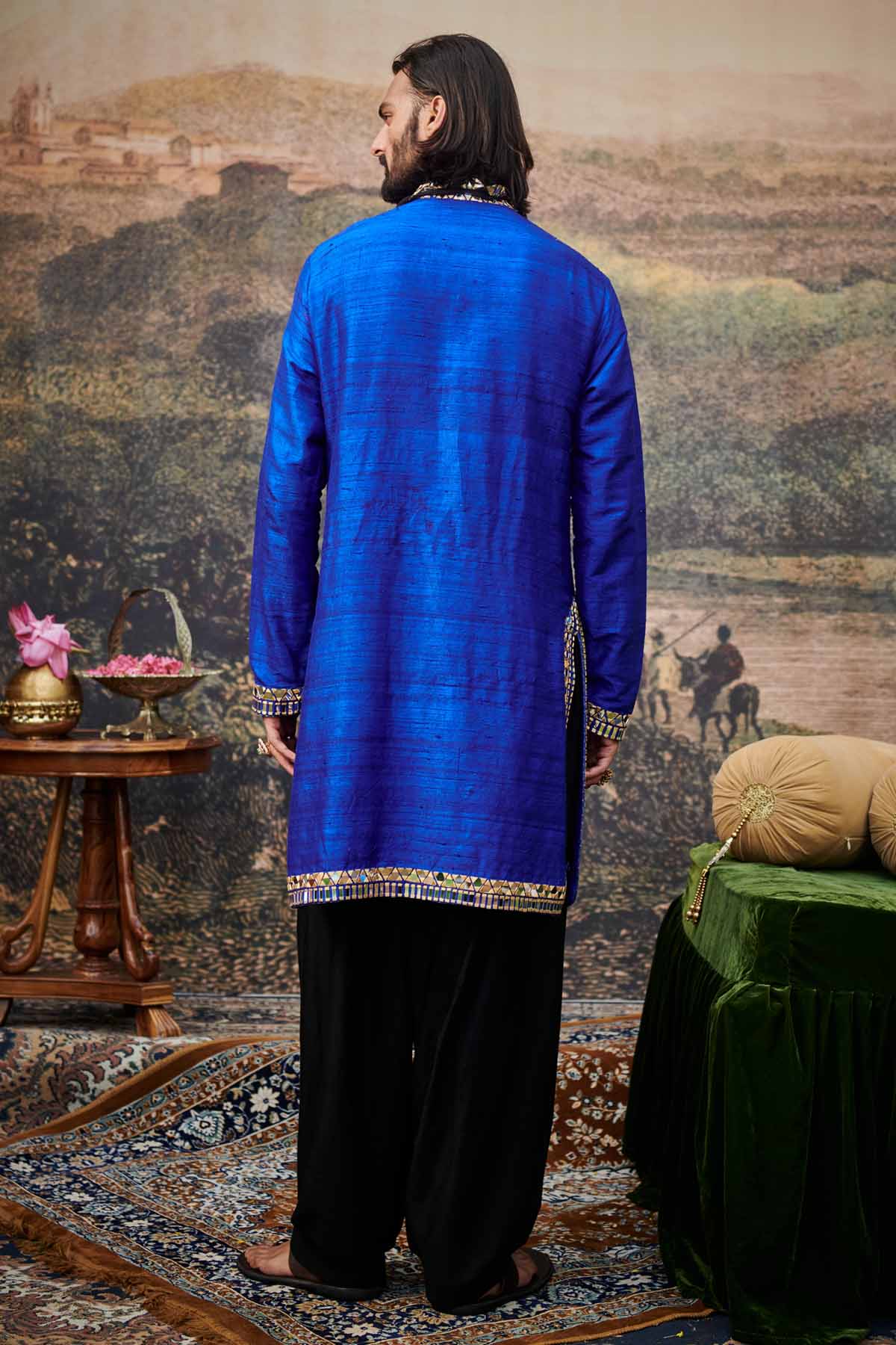 Blue Embroidered Yoke Kurta Set