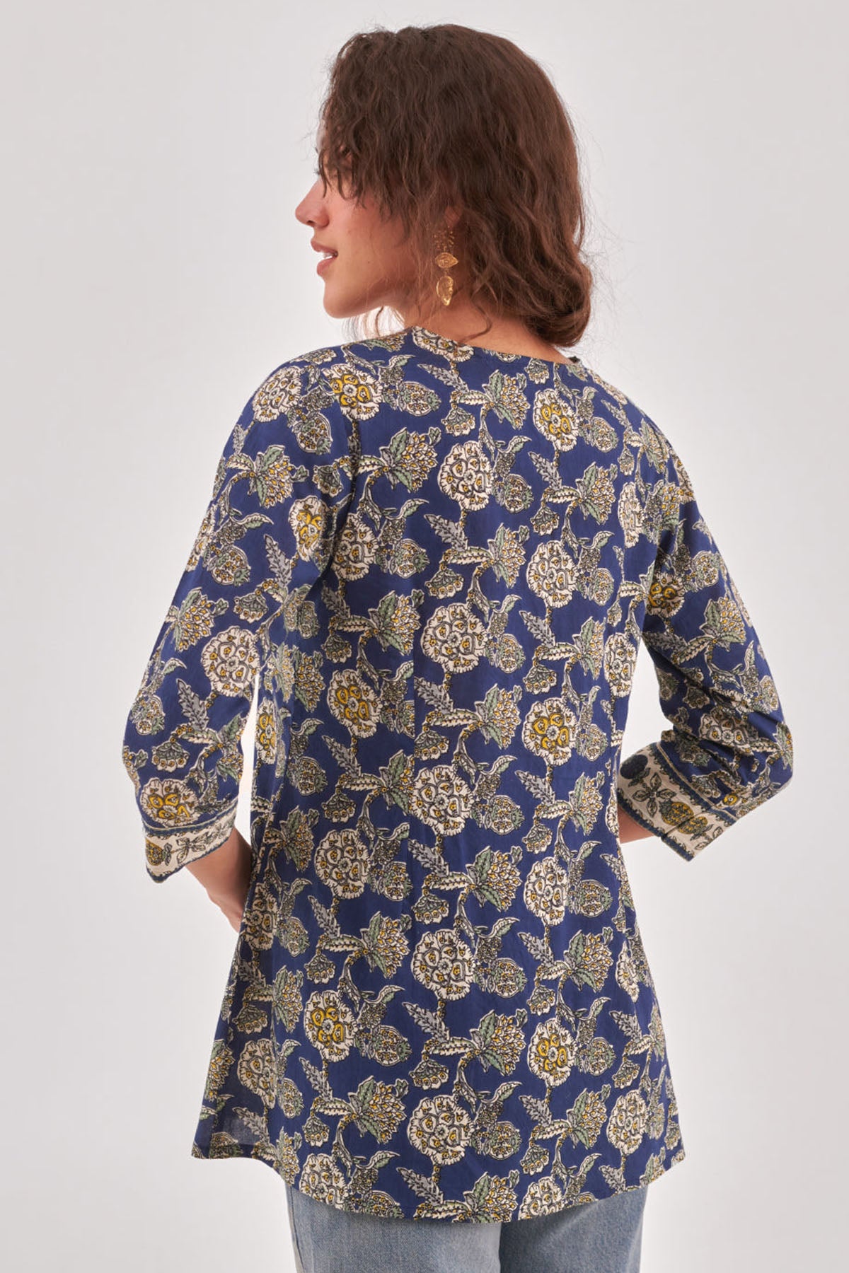 Blue Floral Adda Detailed Top