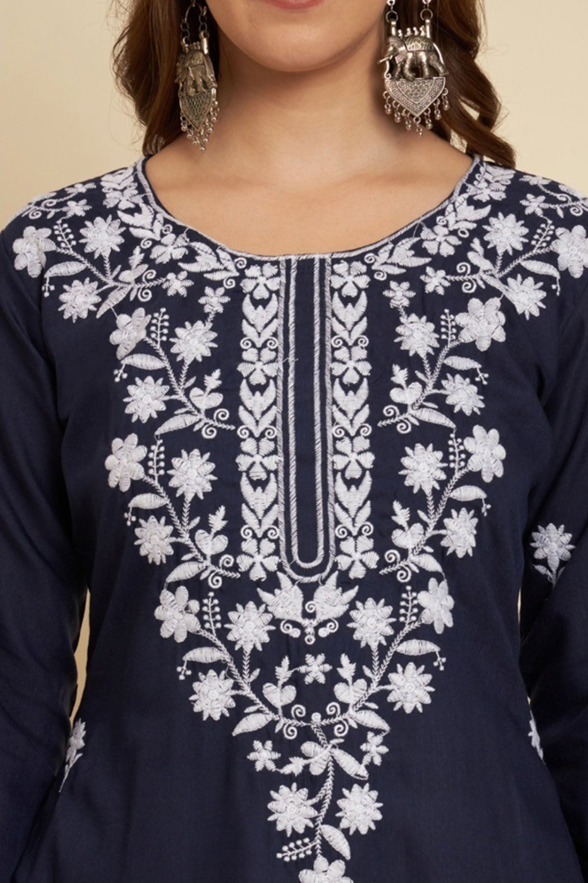 Blue Floral Chikankari Kurta