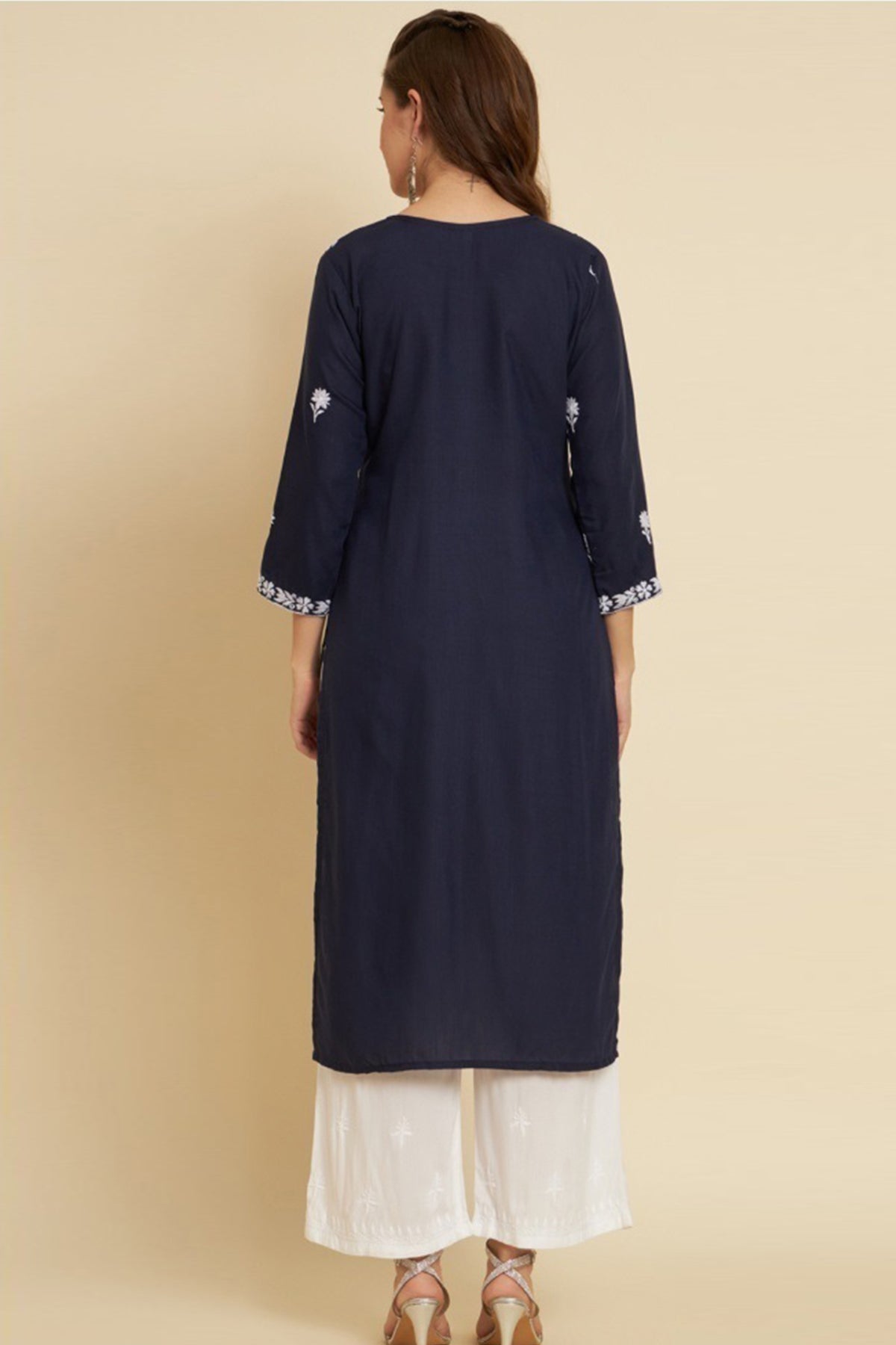 Blue Floral Chikankari Kurta