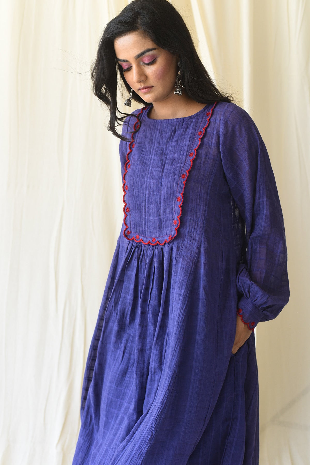 Blue Floral Cutwork Kurta Set