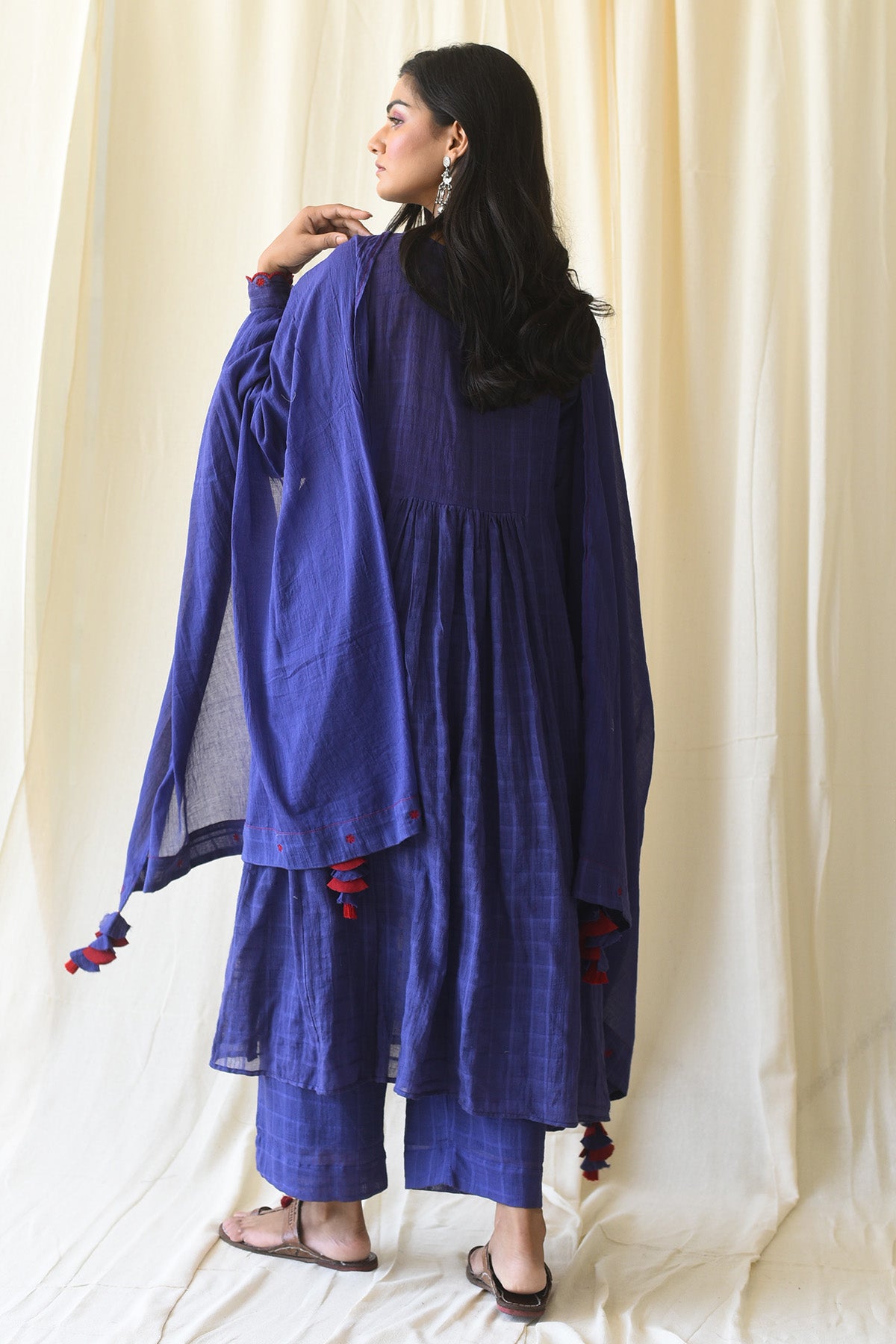 Blue Floral Cutwork Kurta Set