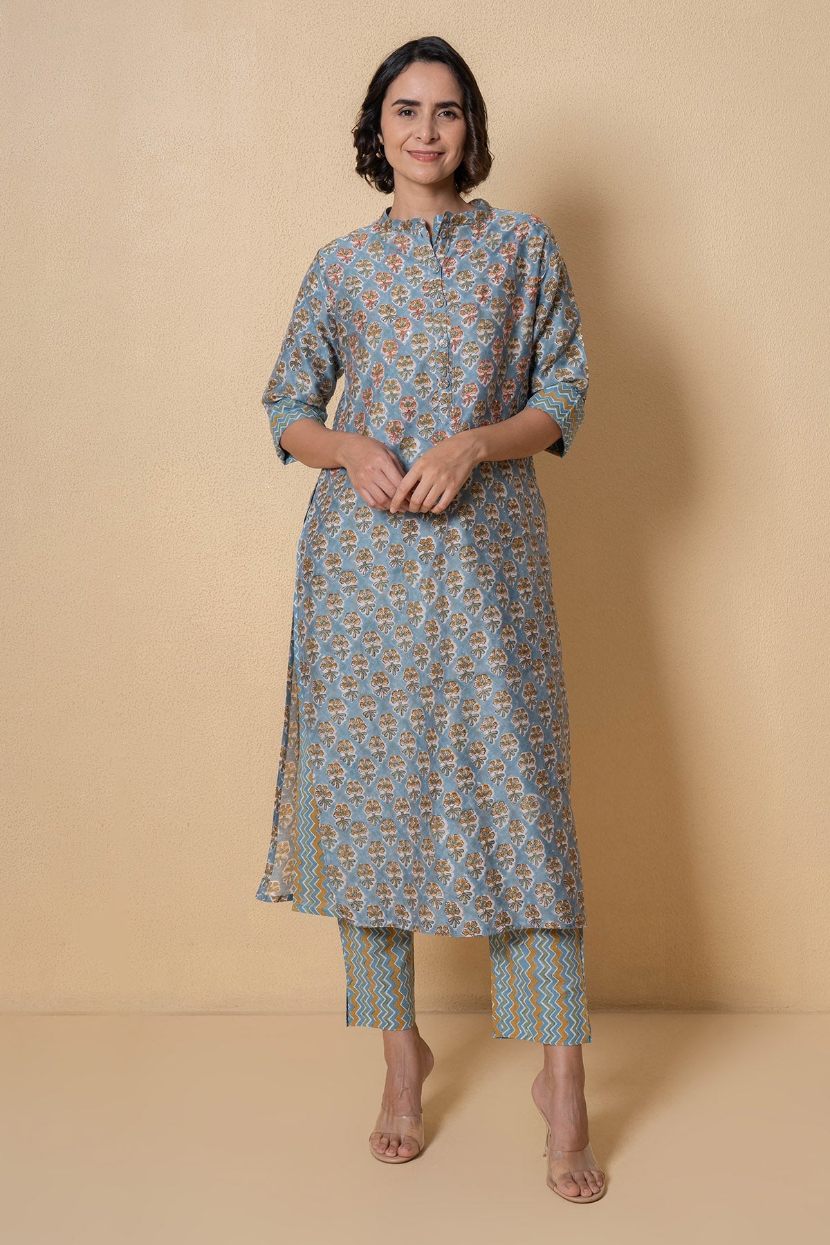 Buy Blue Floral Kurta And Pants for Women Online at ScrollnShops
