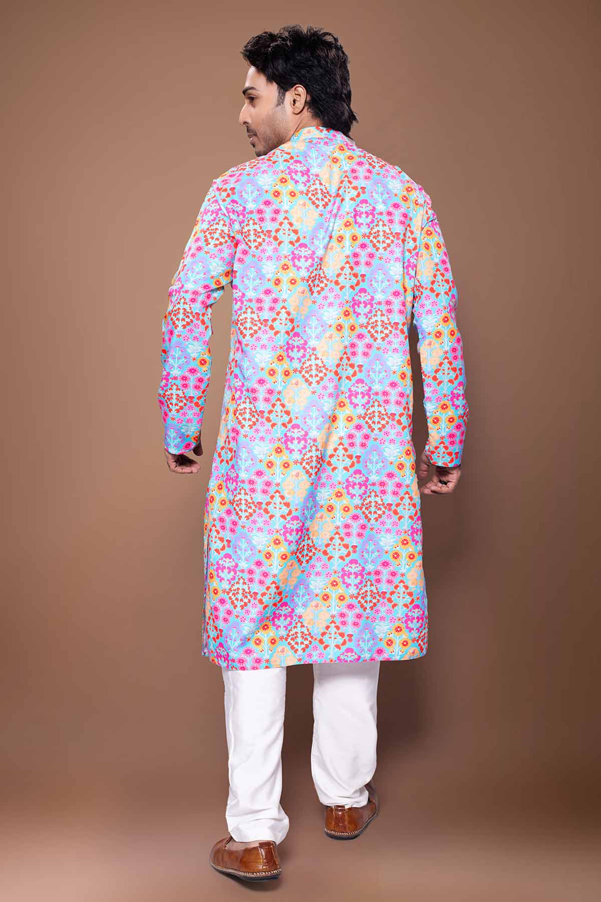 Floral Print Blue Kurta & Pants
