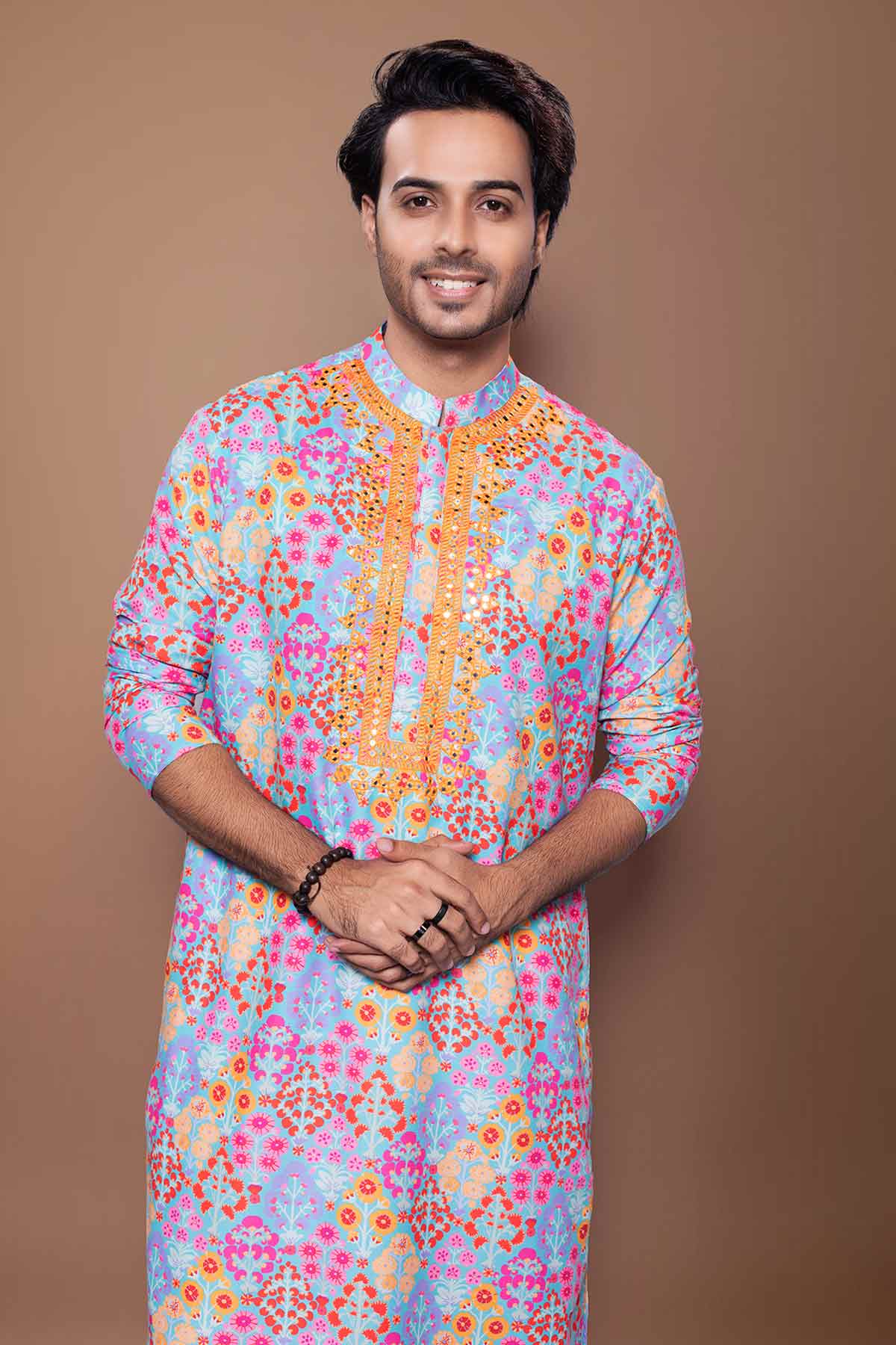 Floral Print Blue Kurta & Pants