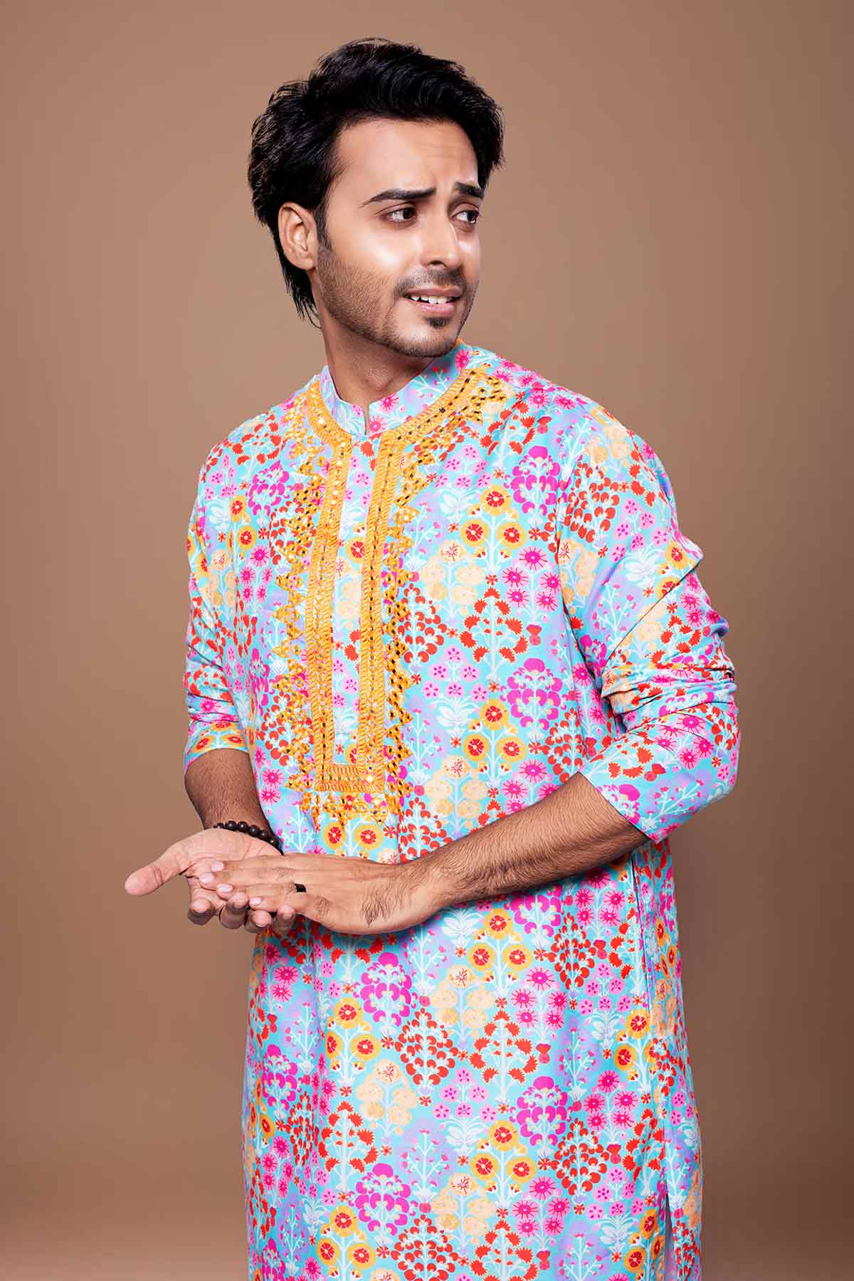Floral Print Blue Kurta & Pants