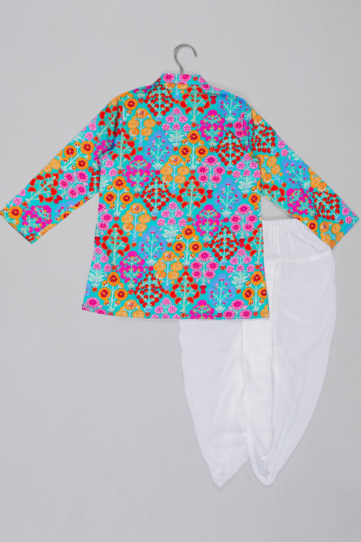 Blue Floral Printed Dhoti Set