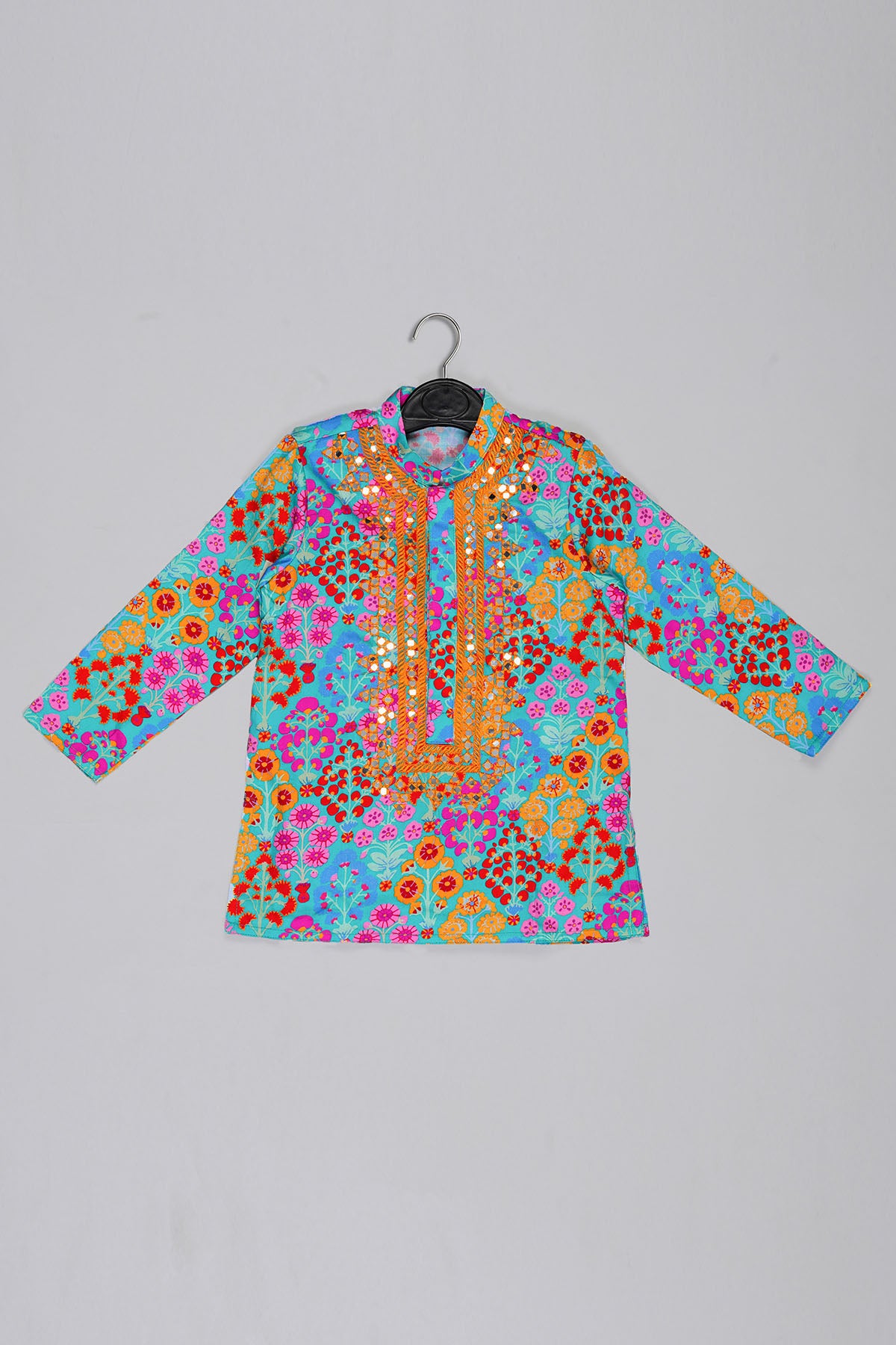 Blue Floral Printed Dhoti Set