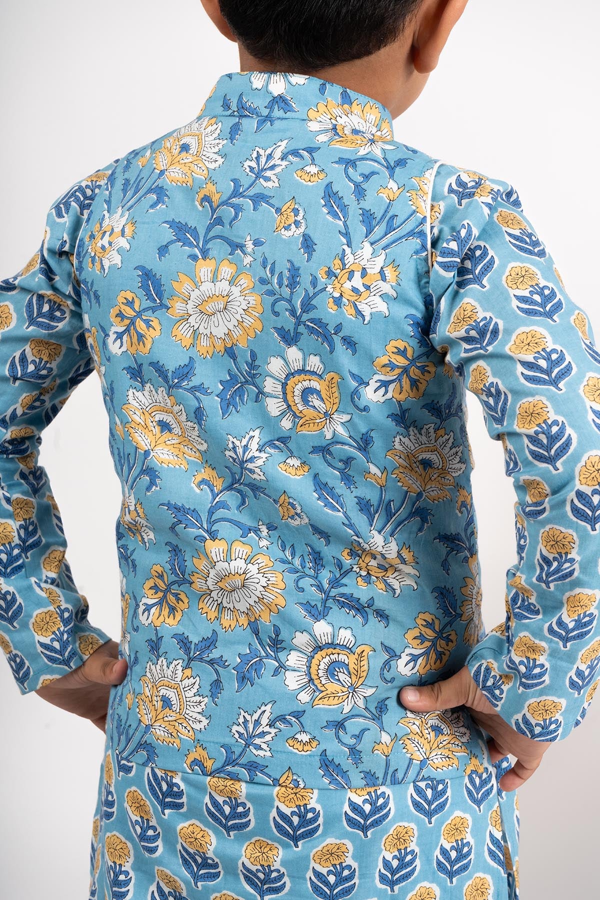 Blue Floral Printed Jacket Set
