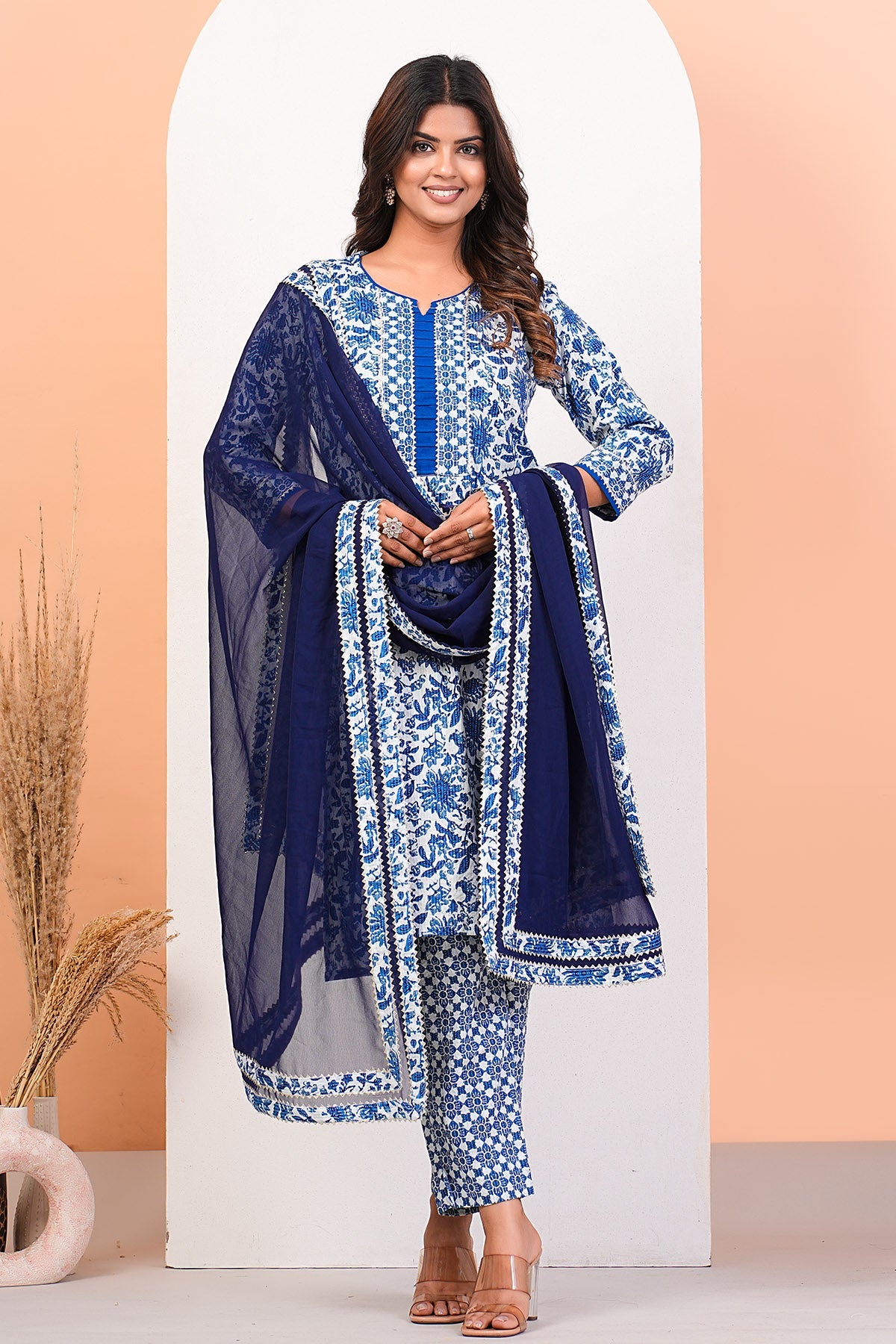 Buy Floral Printed Blue Kurta Set by Namita Sharma for Women online at ScrollnShops