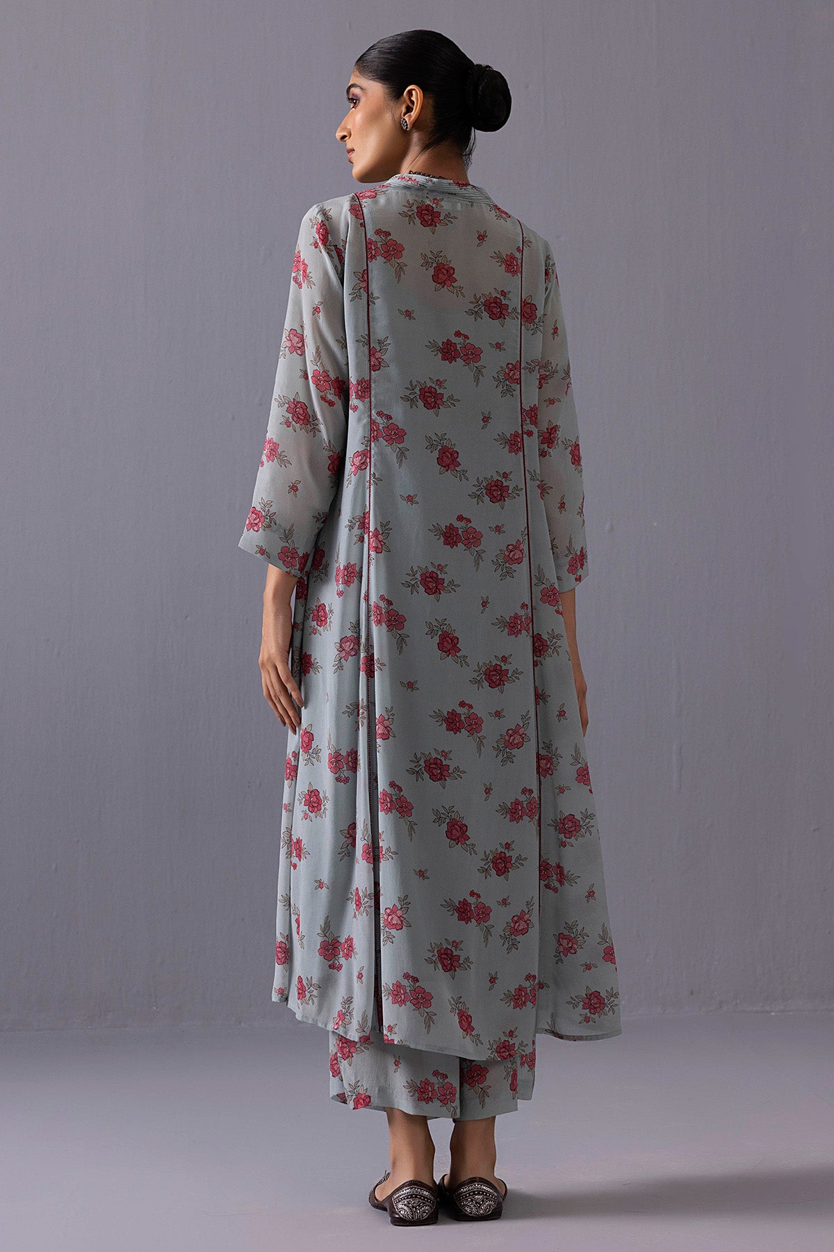 Blue Flower Printed Kurta Set