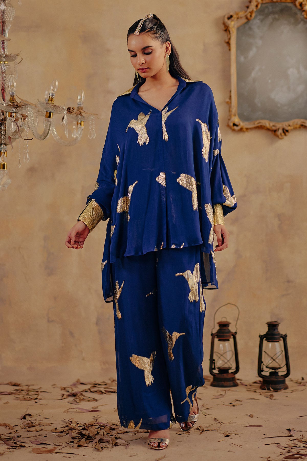 Blue Fluid Motifs Co-ord Set