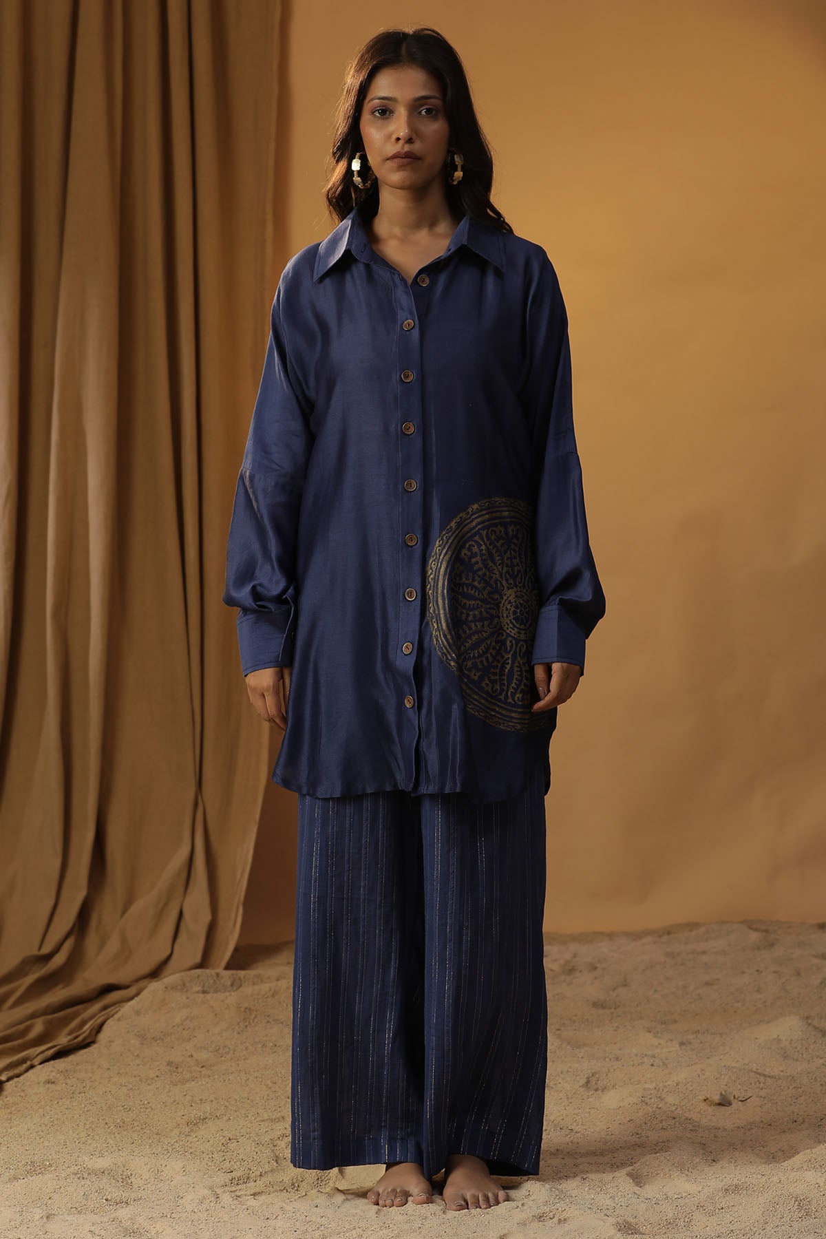 Arpita Sulakshana Blue Foil Painted Co-ord Set for women online at ScrollnShops