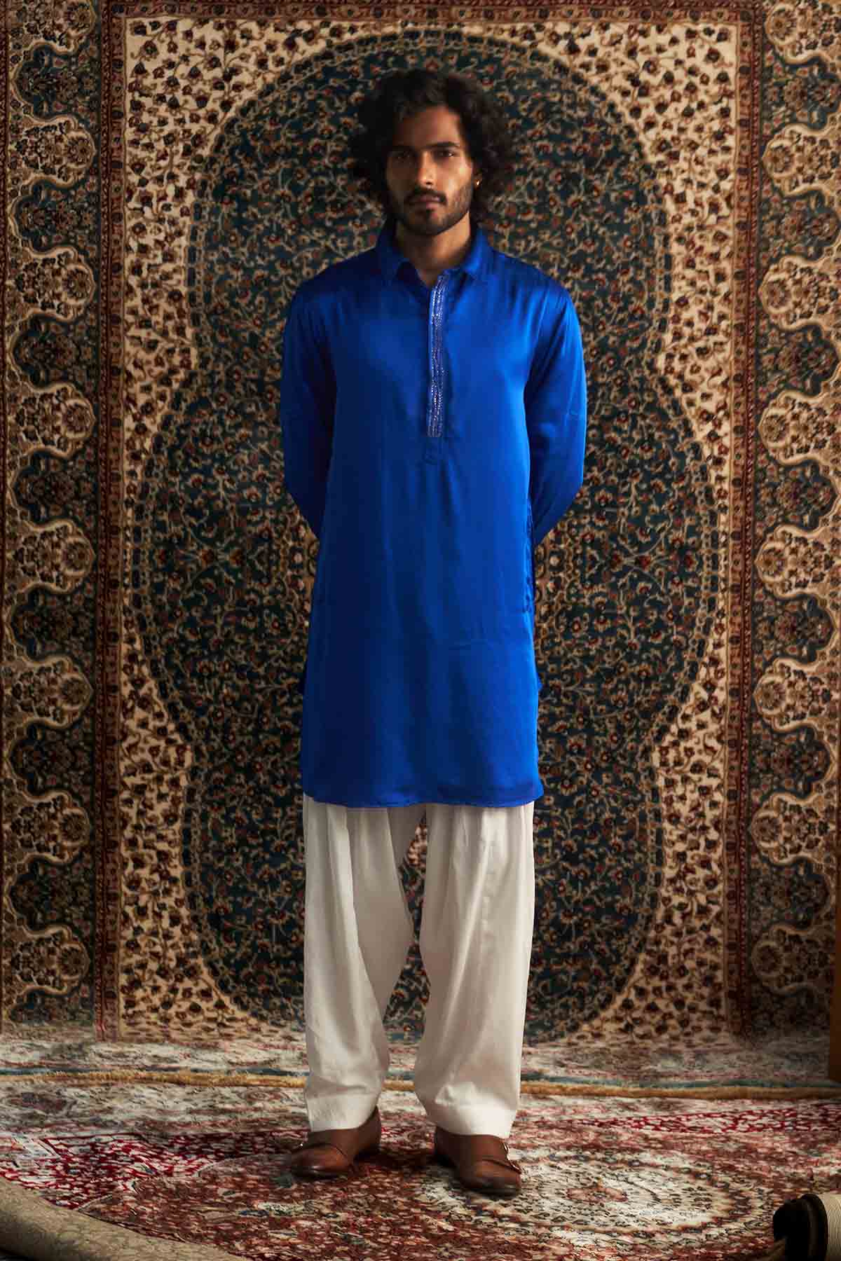 Buy Blue Full Sleeves Kurta & Salwar Online