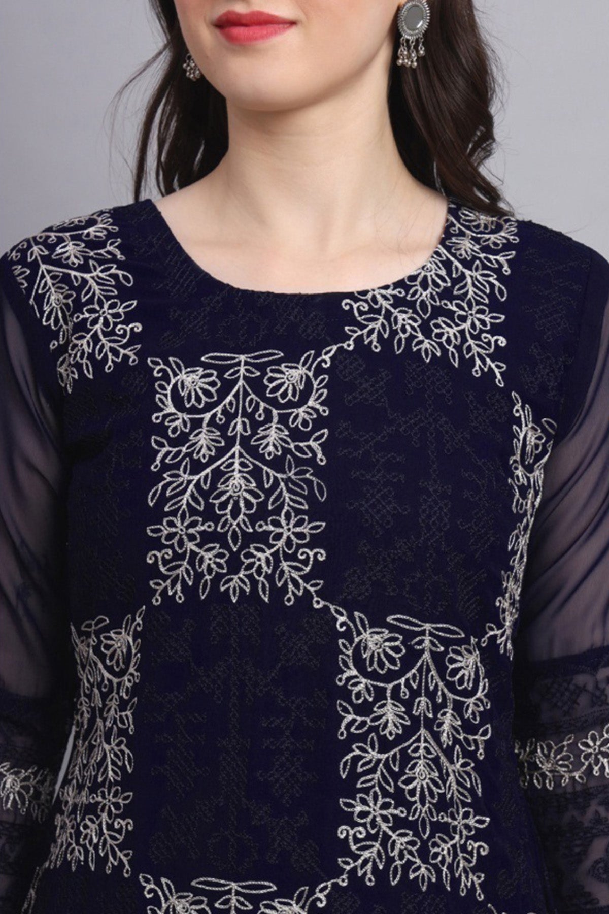 Blue Georgette Chikankari Kurta