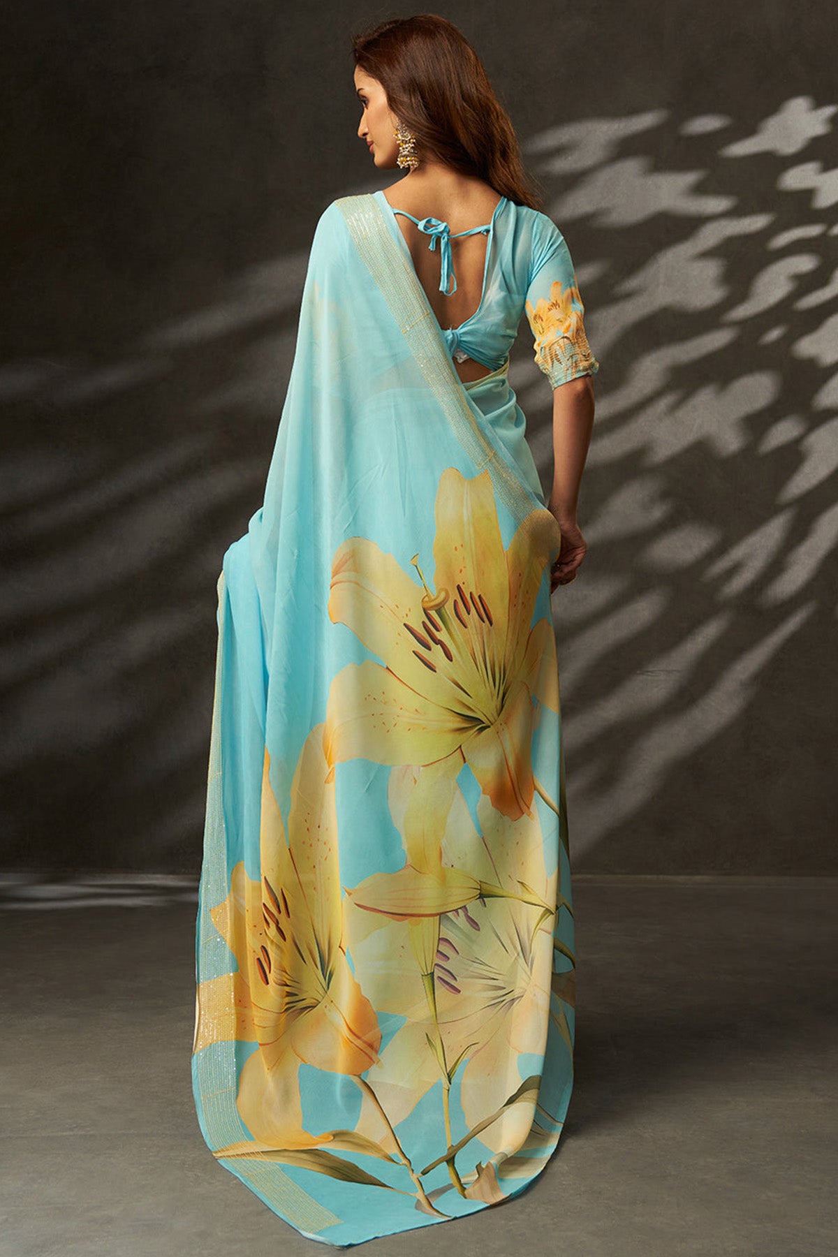 Blue Georgette Digital Saree