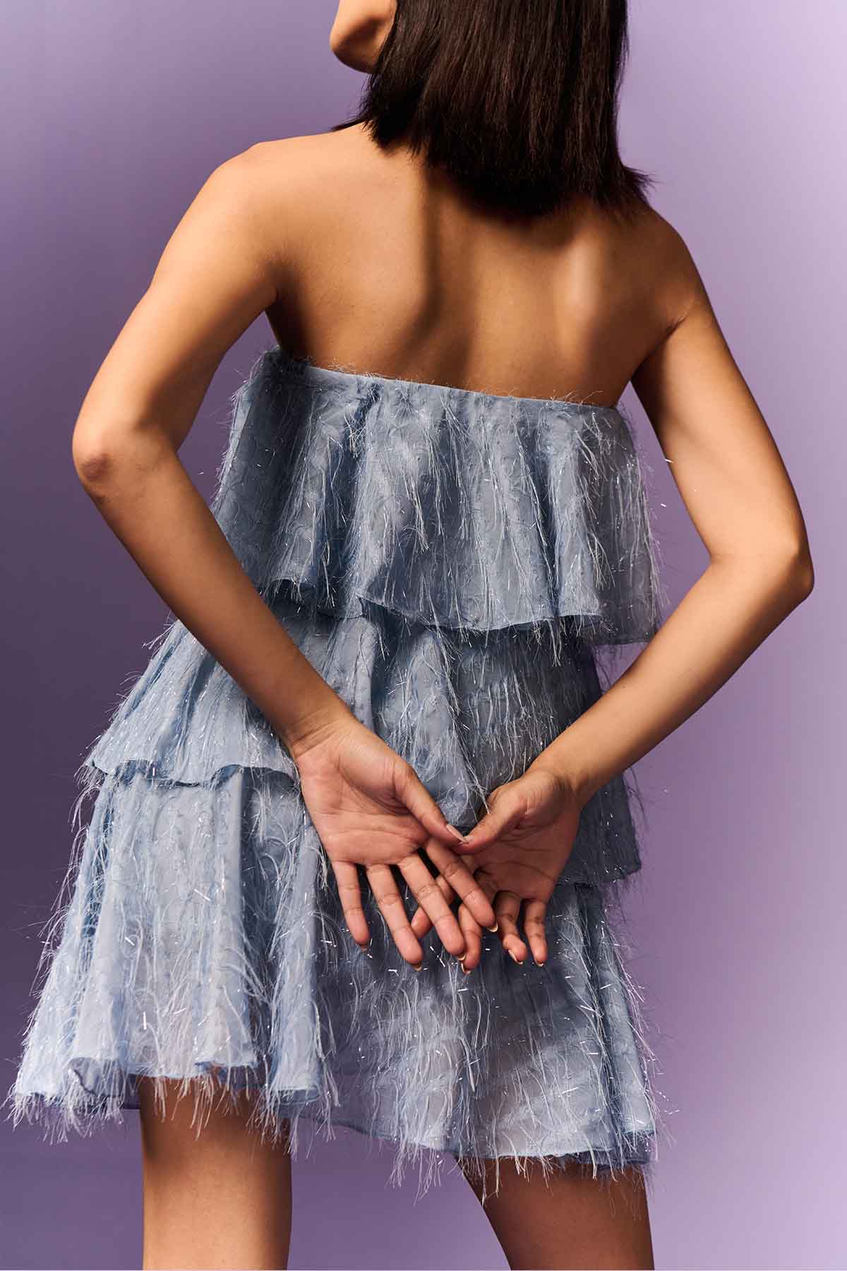 Blue Georgette Layered Dress