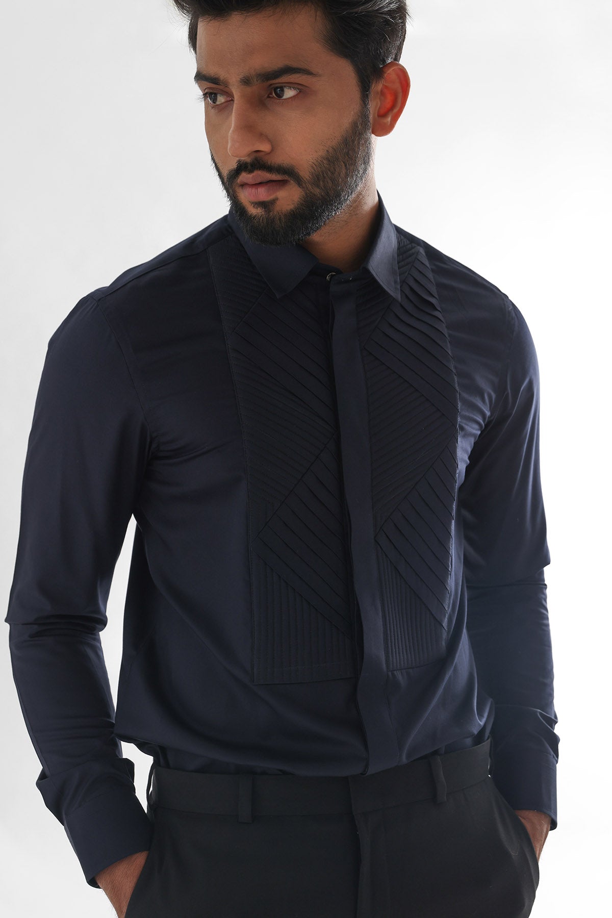 Buy Blue Giza Cotton Quilting Shirt for men by Paarsh Atelier online available at scrollnshops