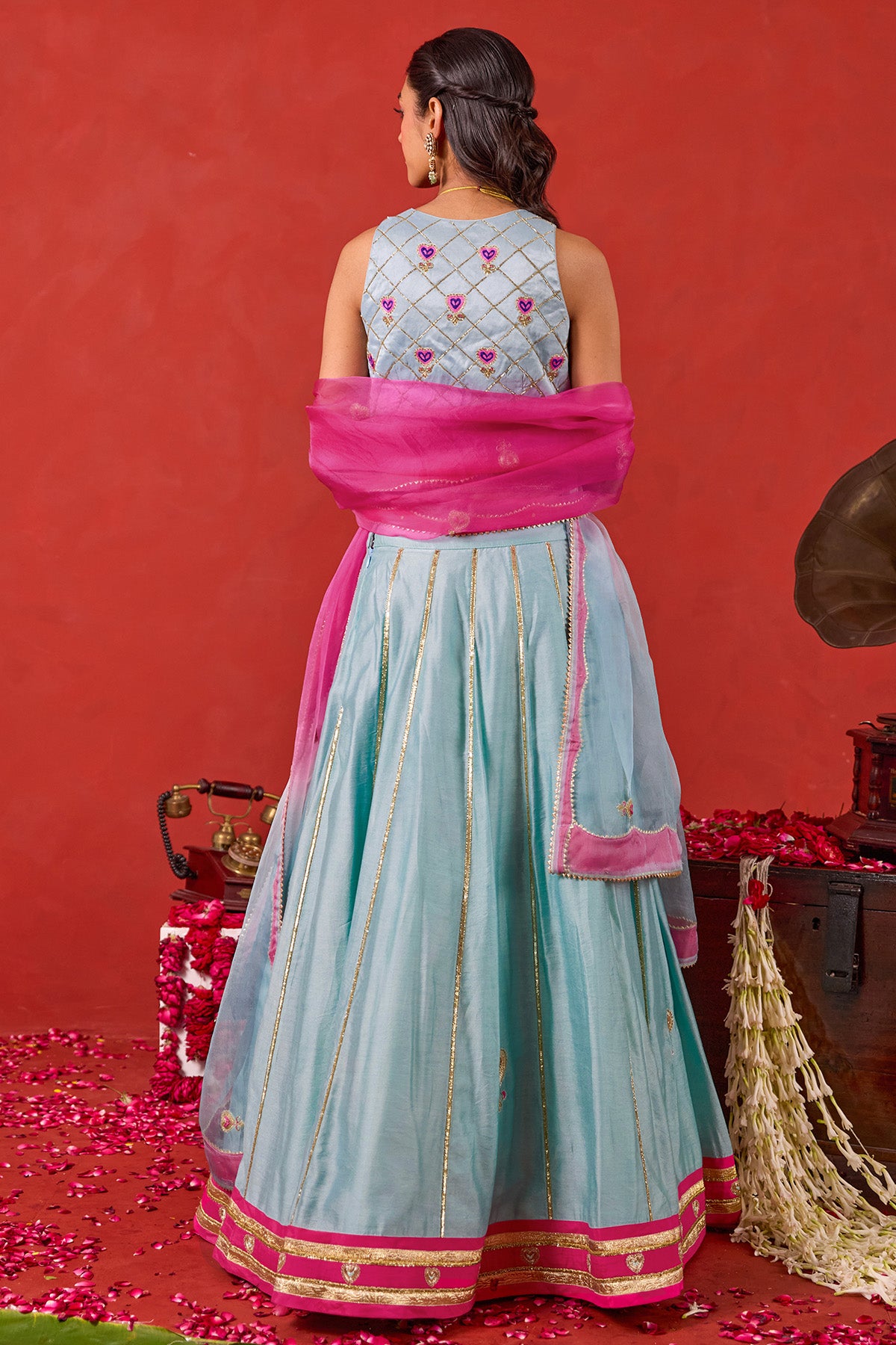 Blue Gold Detailing Lehenga Set