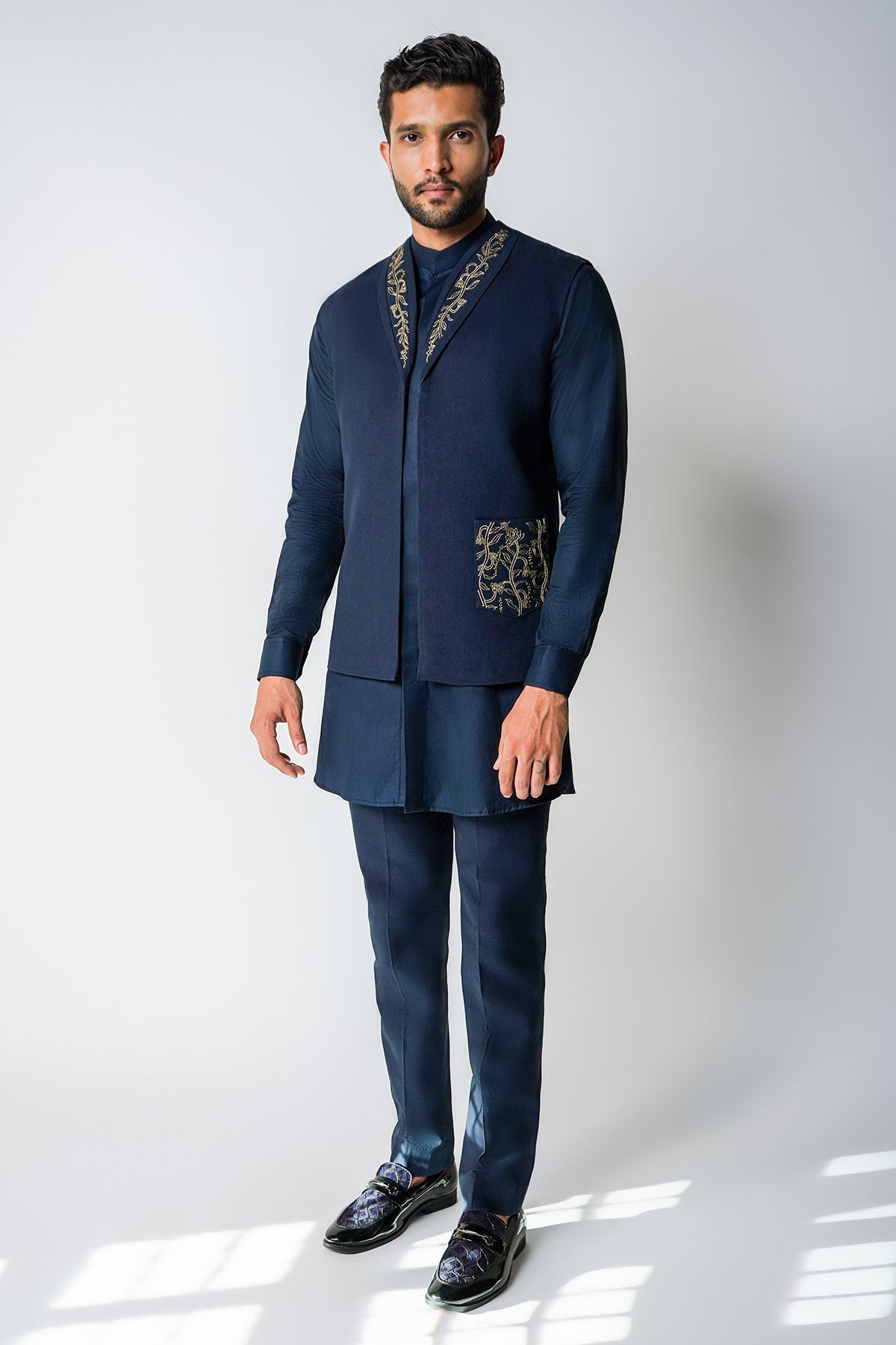 Buy Blue Gold Kasab Dori Bundi Set for men by House of Sheriff online available at scrollnshops