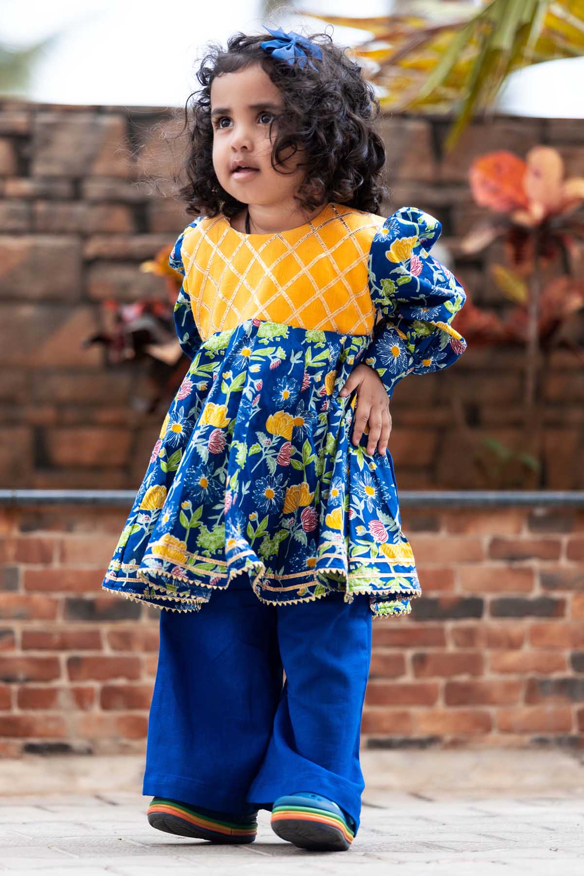 Designer Mamma's Bear Blue Gota Patti Anarkali Set For Kids (Boys & Girls) Available online at ScrollnShops