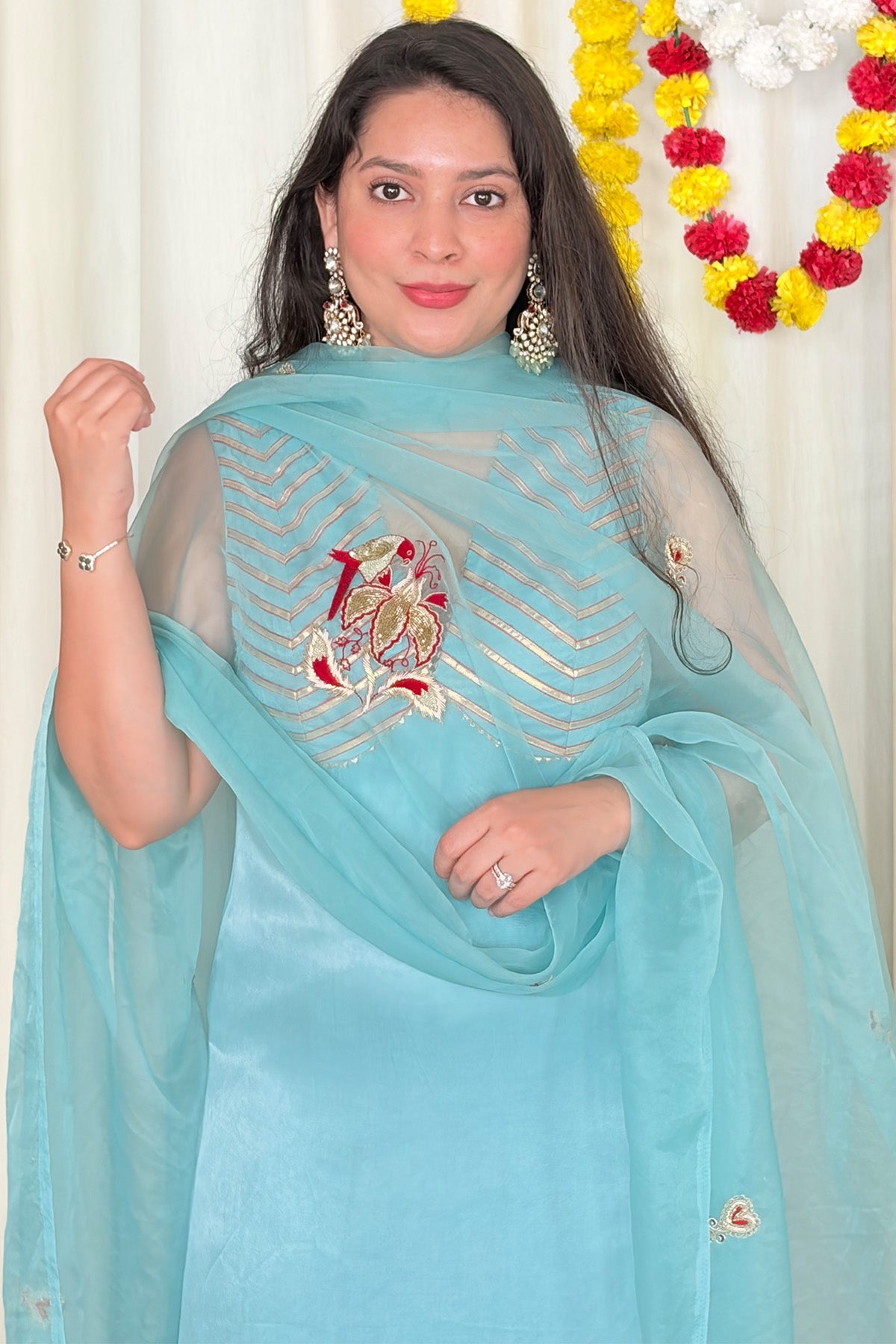 Blue Gota Patti Work Kurta Set