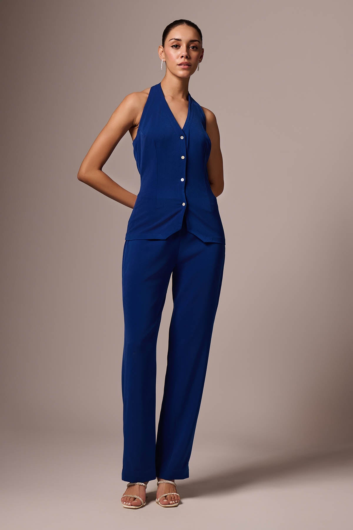 Buy Blue Halter Neck Top & Pants by Emblaze for women online at ScrollnShops