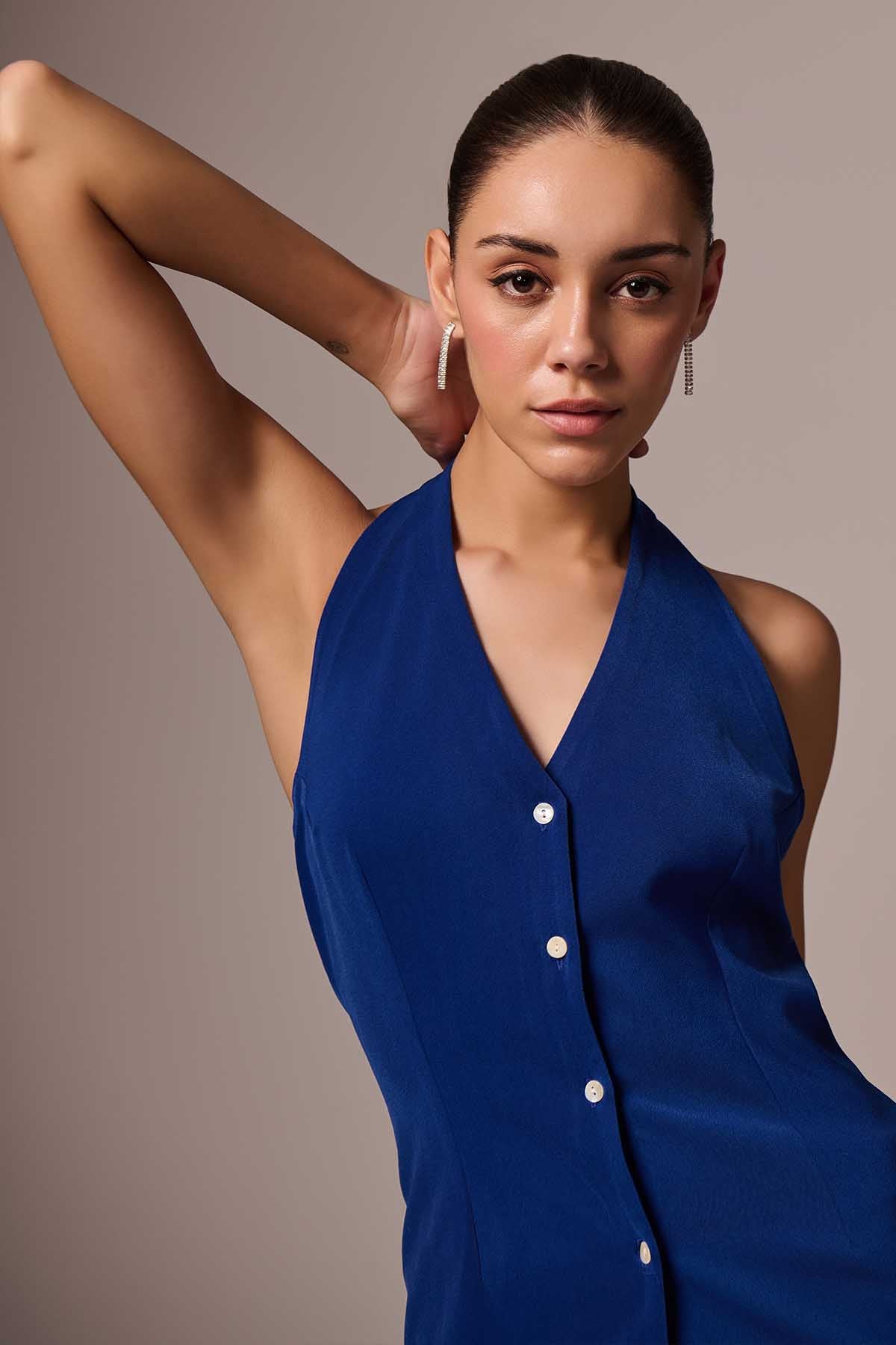 Blue Halter Neck Top & Pants