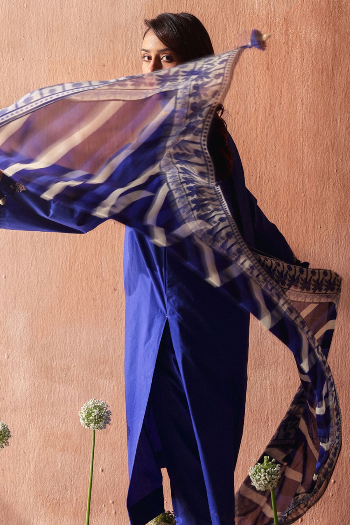 Blue Hand Block Printed Dupatta