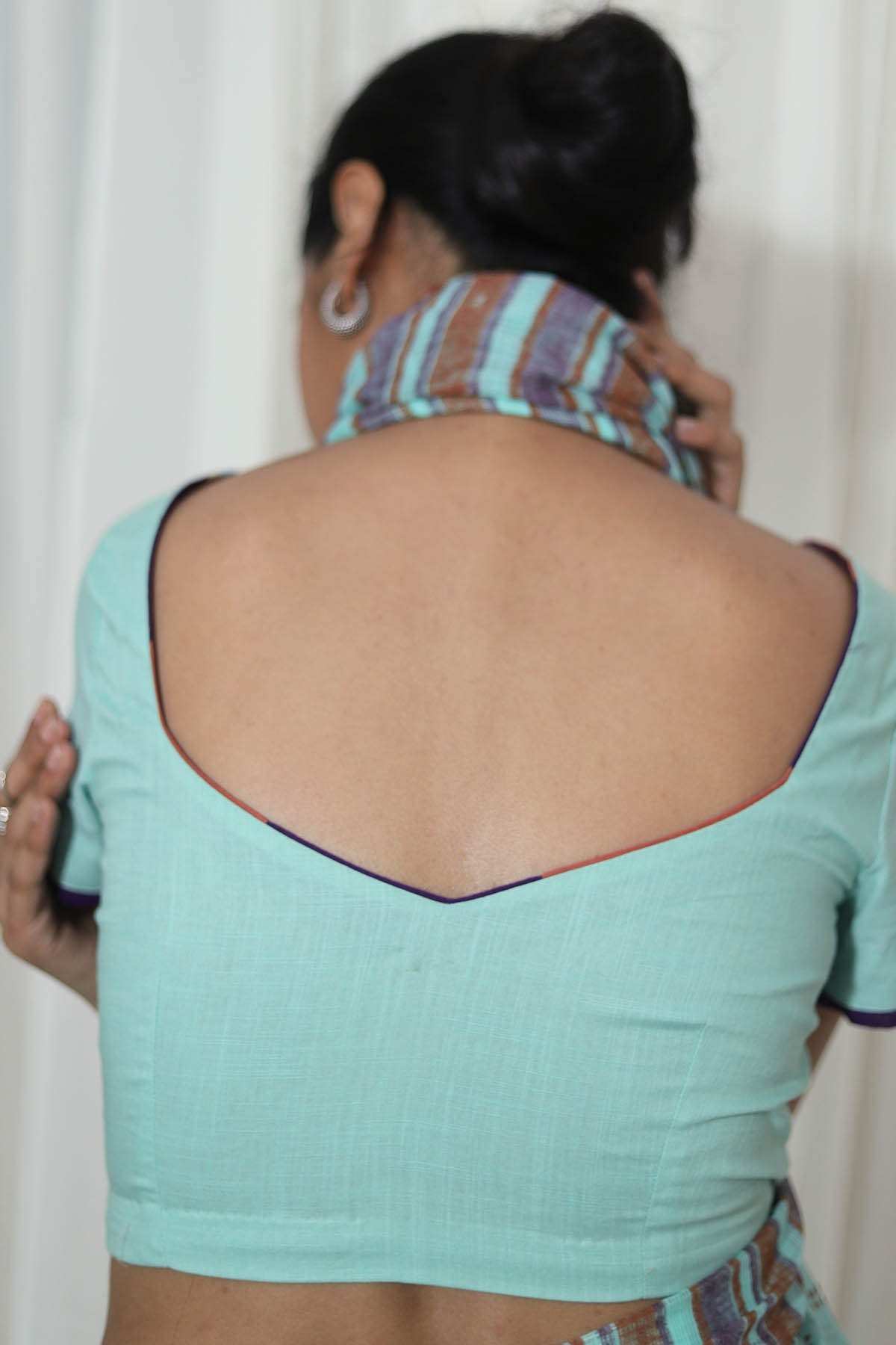 Blue Hand Block Printed Saree