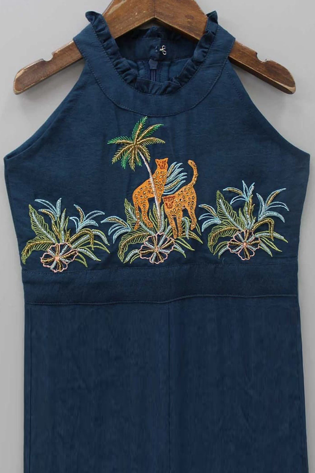 Blue Hand Embroidered Jumpsuit