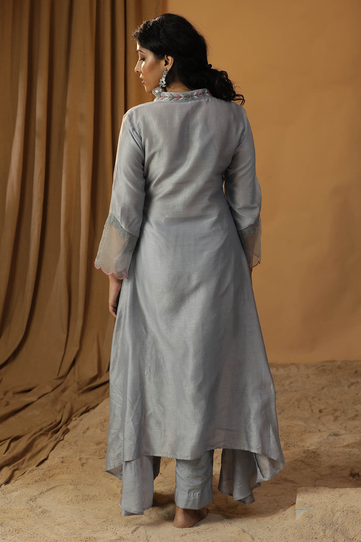 Ice Blue Handpainted Kurta Set