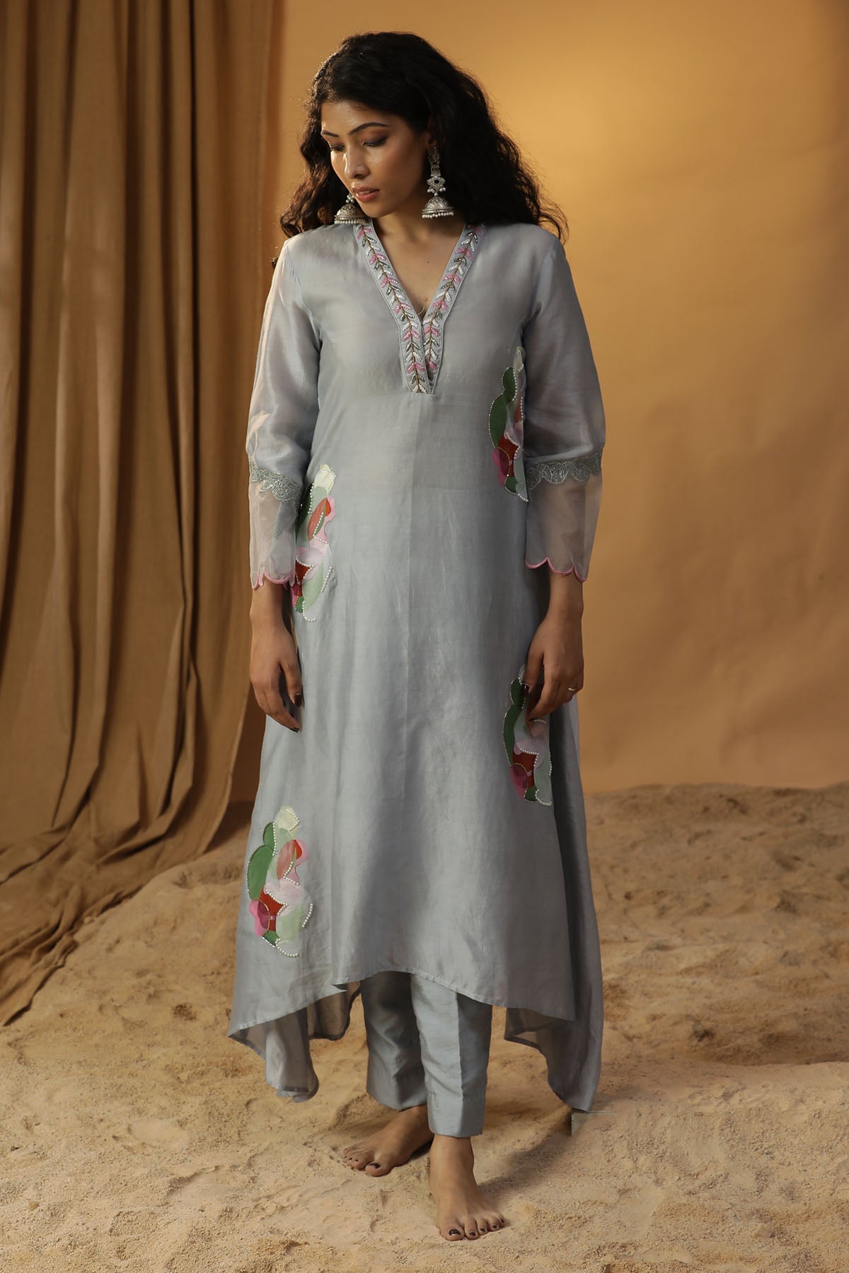 Arpita Sulakshana Blue Hand Painted Kurta Set for women online at ScrollnShops