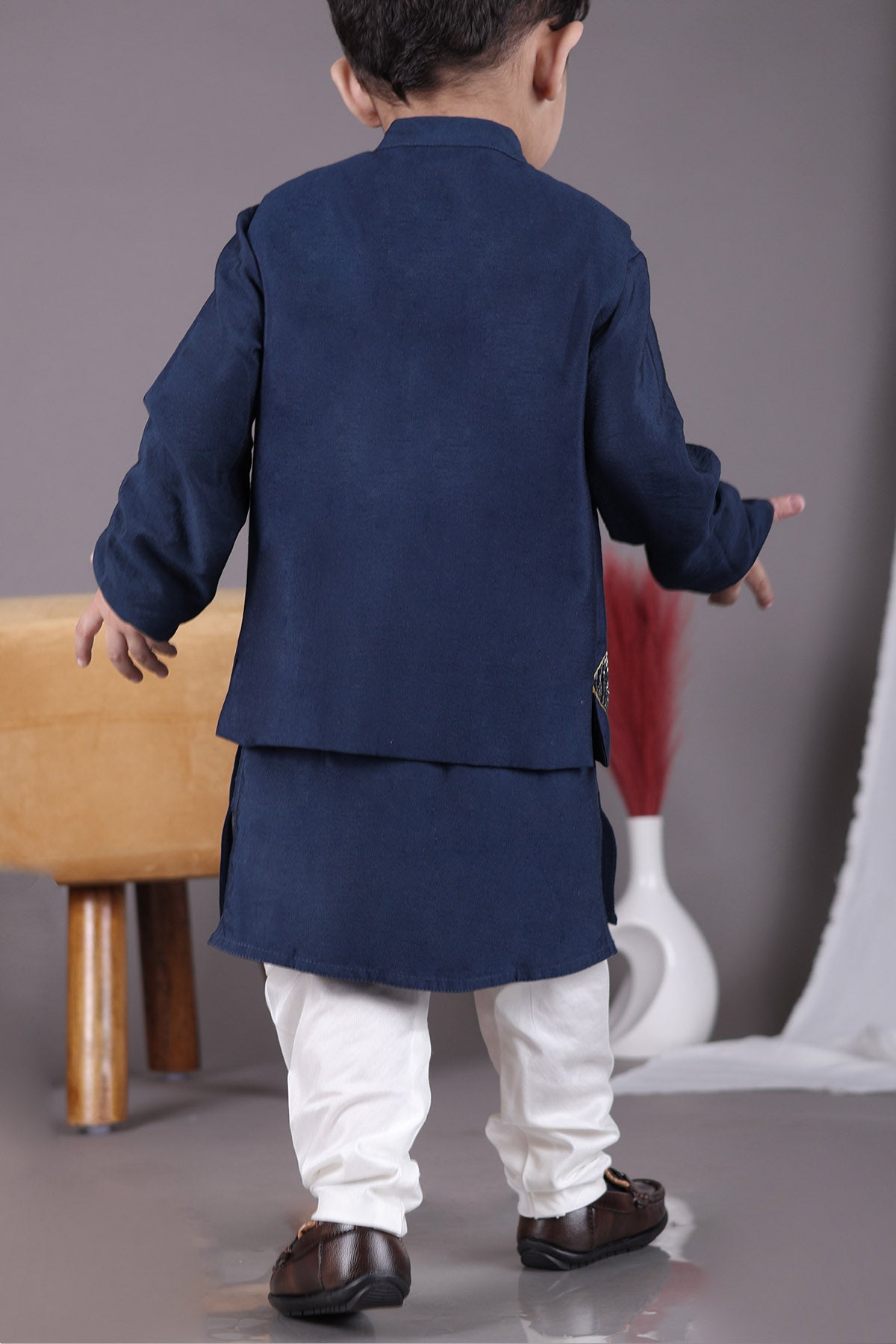 Blue Hand Work Bandhgala Set