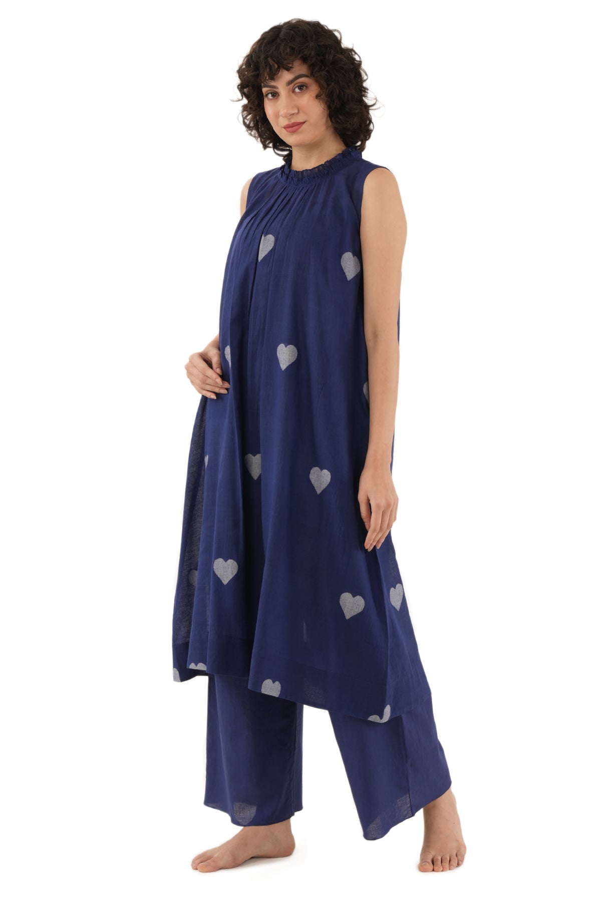 Blue Hand Woven Kurta And Pants