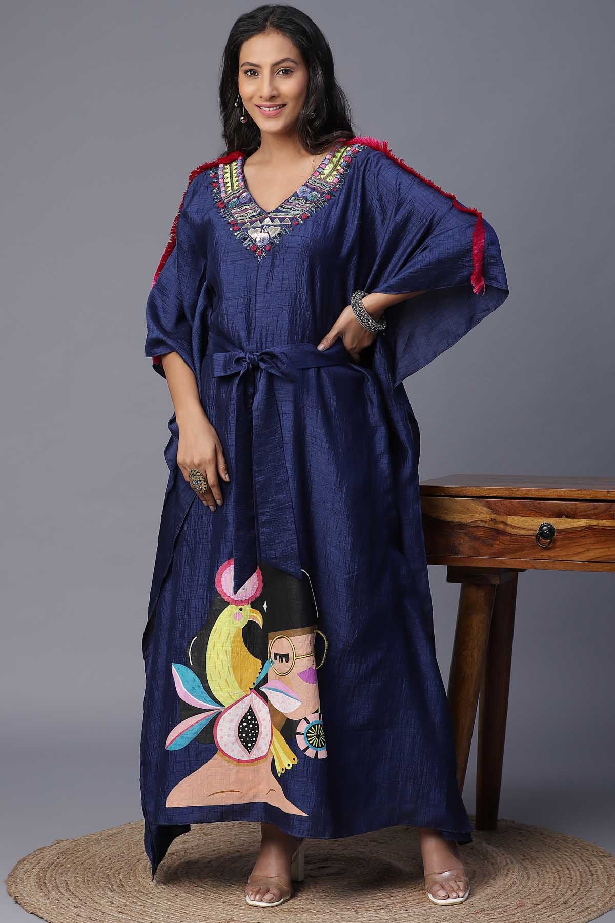 Buy Arpita SulakshanaBlue Handpainted Kaftan